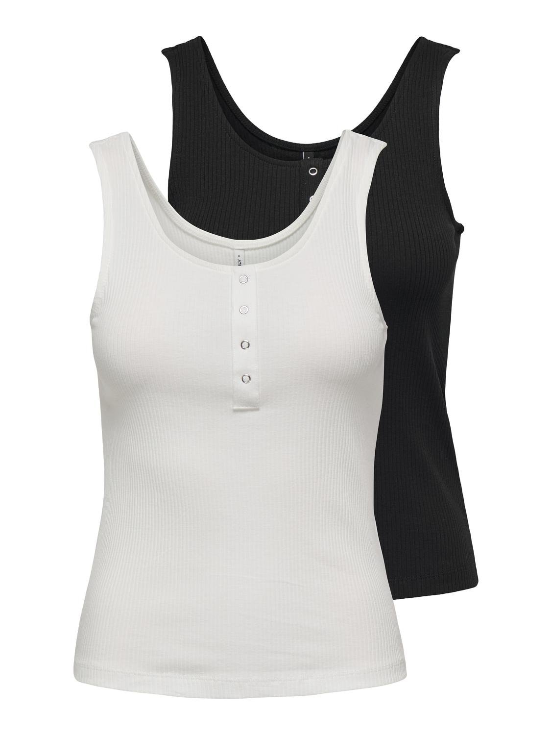 ONLY Ripptanktop "ONLSIMPLE LIFE S/L BUTTON TOP JRS CS 2PK" Packung, 2 Stk. günstig online kaufen