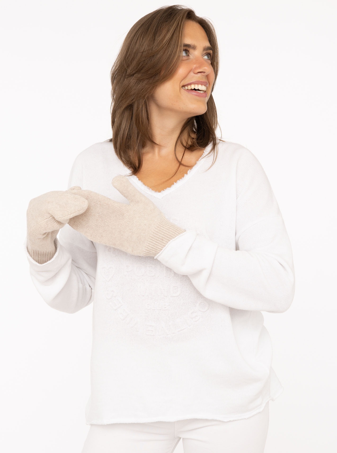 Thumbnail - Zwillingsherz Fäustlinge aus reinem Kaschmir