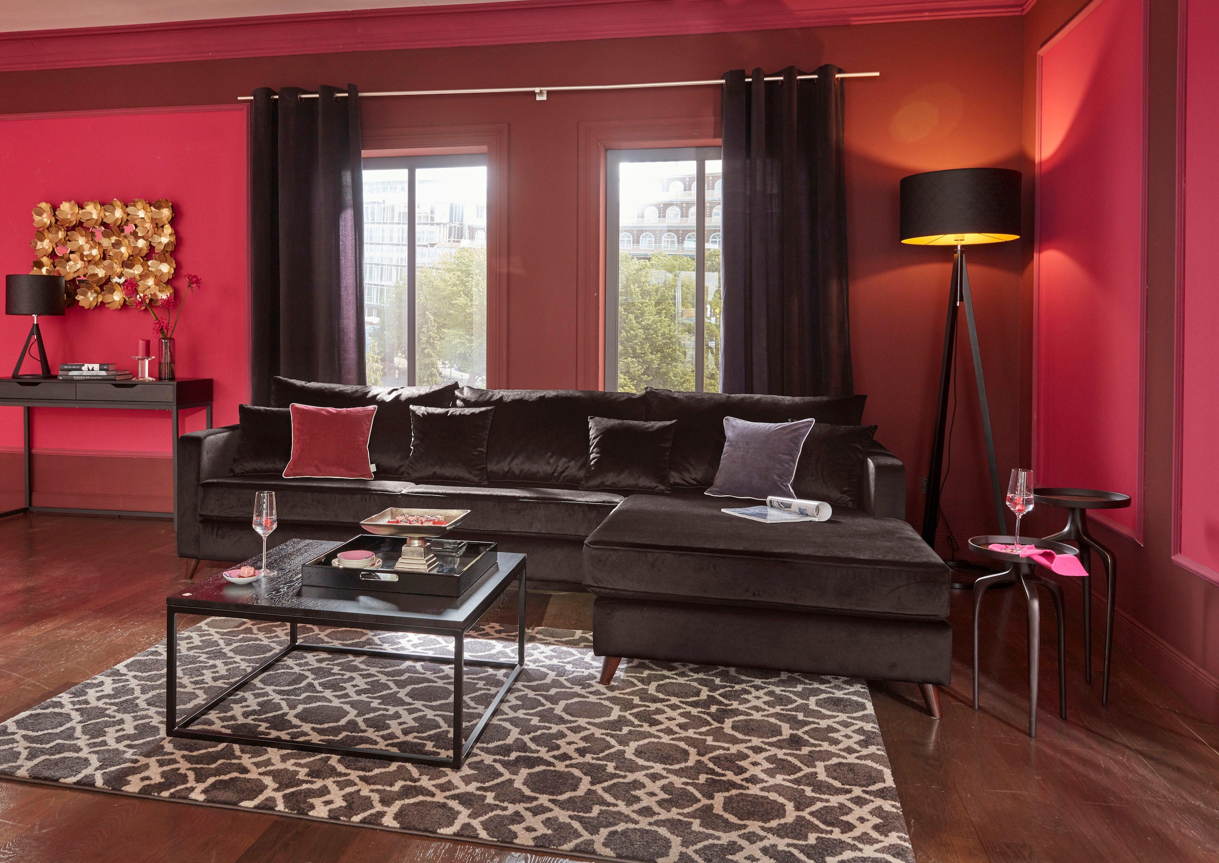 Home affaire Ecksofa "Renesse L-Form", lose Kissen, Keder an Sitzkissen günstig online kaufen