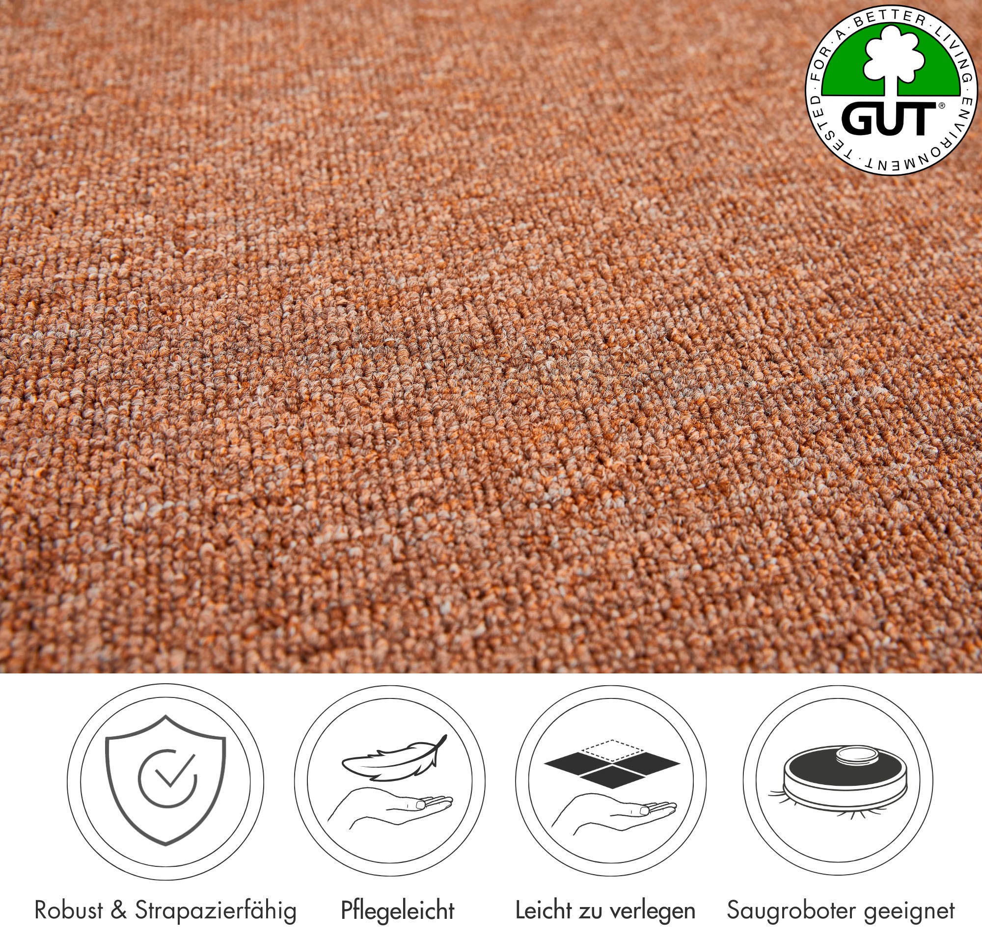 Thumbnail - Andiamo Teppichboden "Bob, Feinschlinge, Gesamthöhe 4,5 mm, Made in Netherlands" rechteckig 4,5 mm Höhe meliert, Breite ...