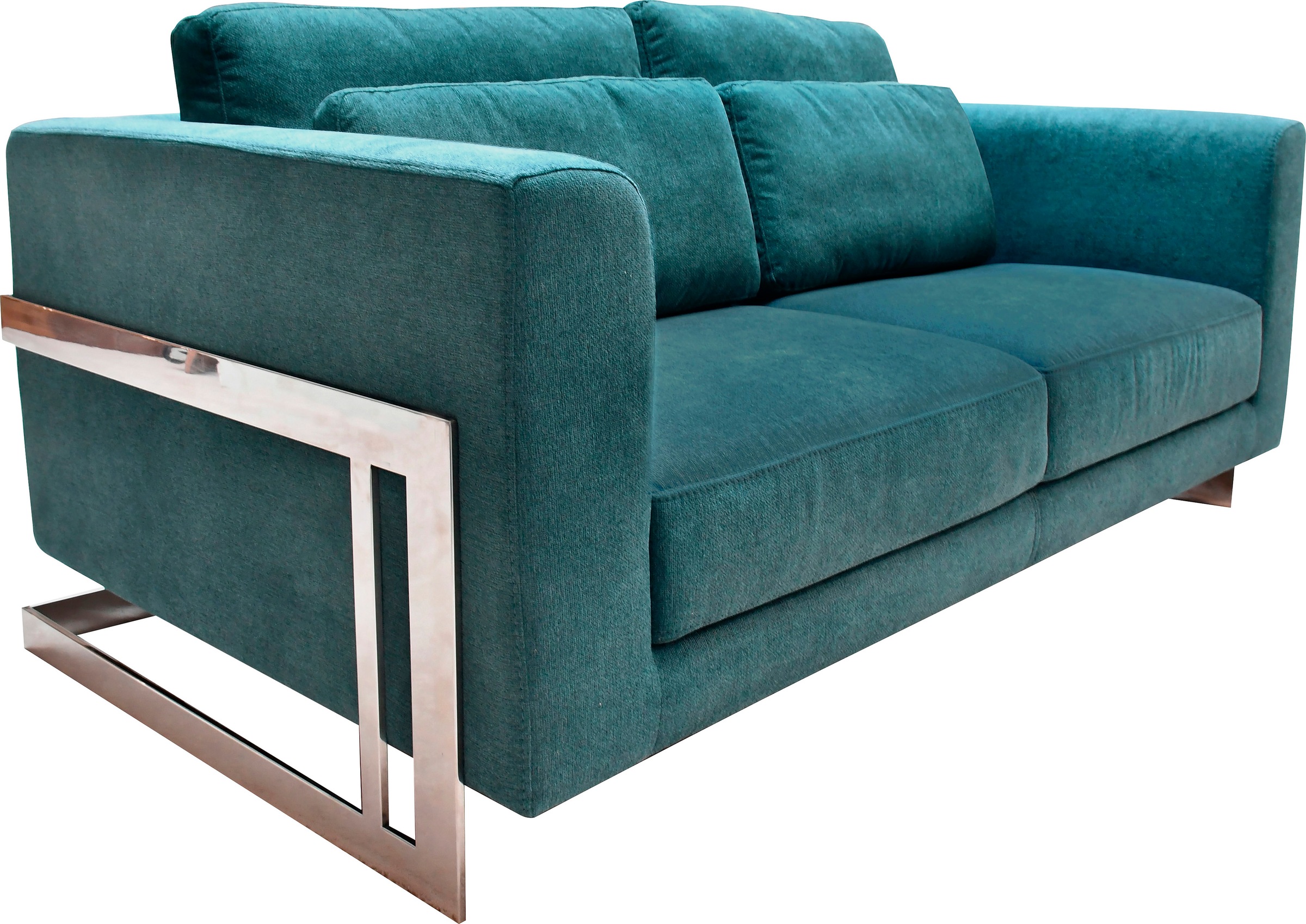 Leonique 2-Sitzer »New York«, Petrolblaues 2-Sitzer Sofa, Edelstahlgestell, 175x84x96, Sitzhöhe 44cm