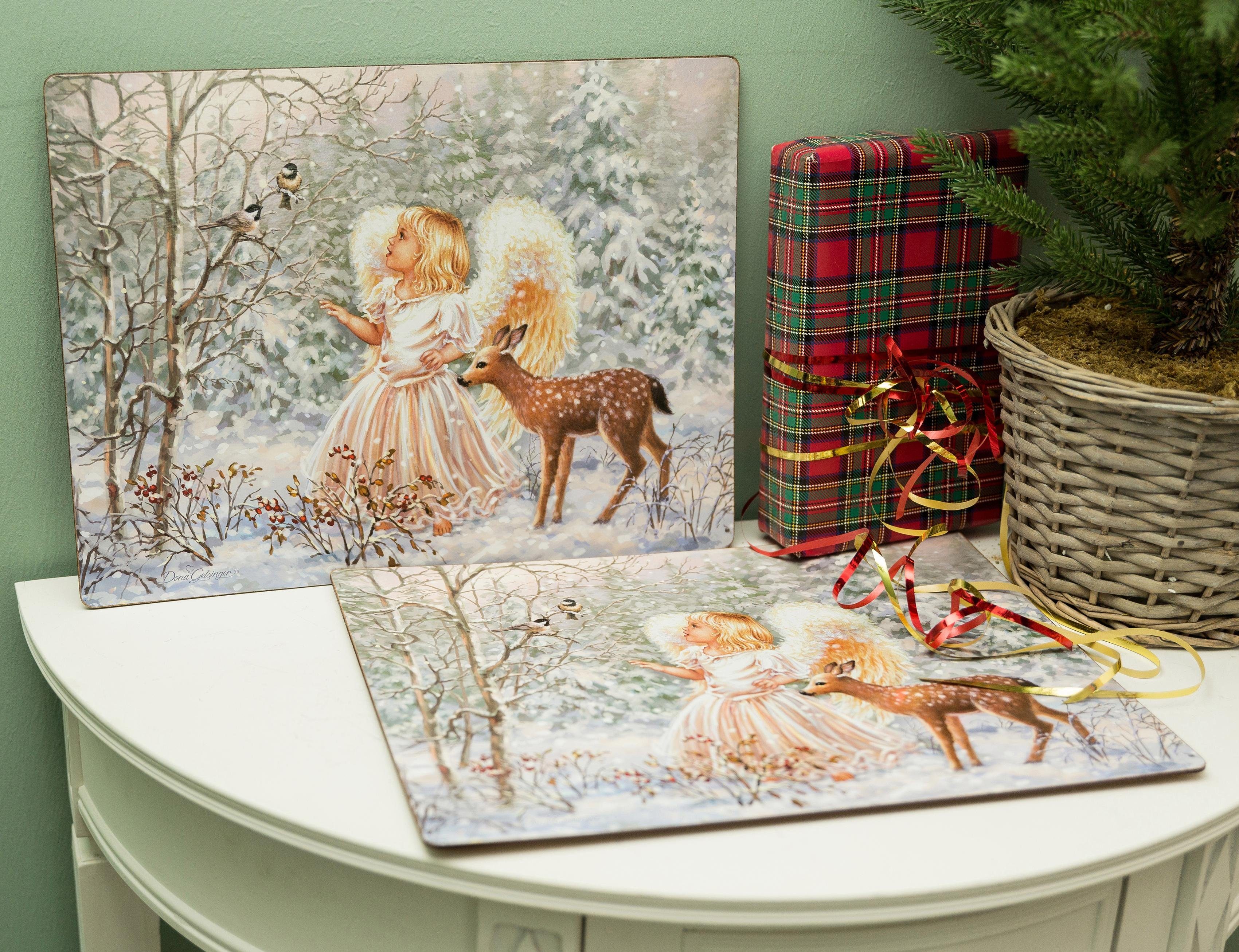 Thumbnail - Myflair Möbel & Accessoires Platzset "Engel mit Reh, Weihnachtsdeko" Kork