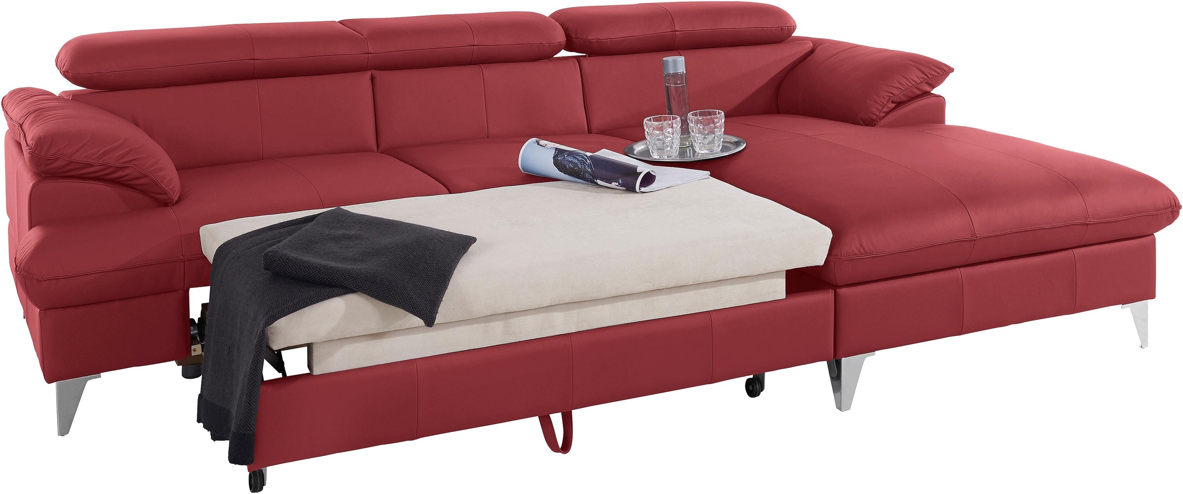 COTTA Ecksofa »Caluso L-Form«, mit Kopfteilverstellung, wahlweise mit Bettfunktion & Bettkasten