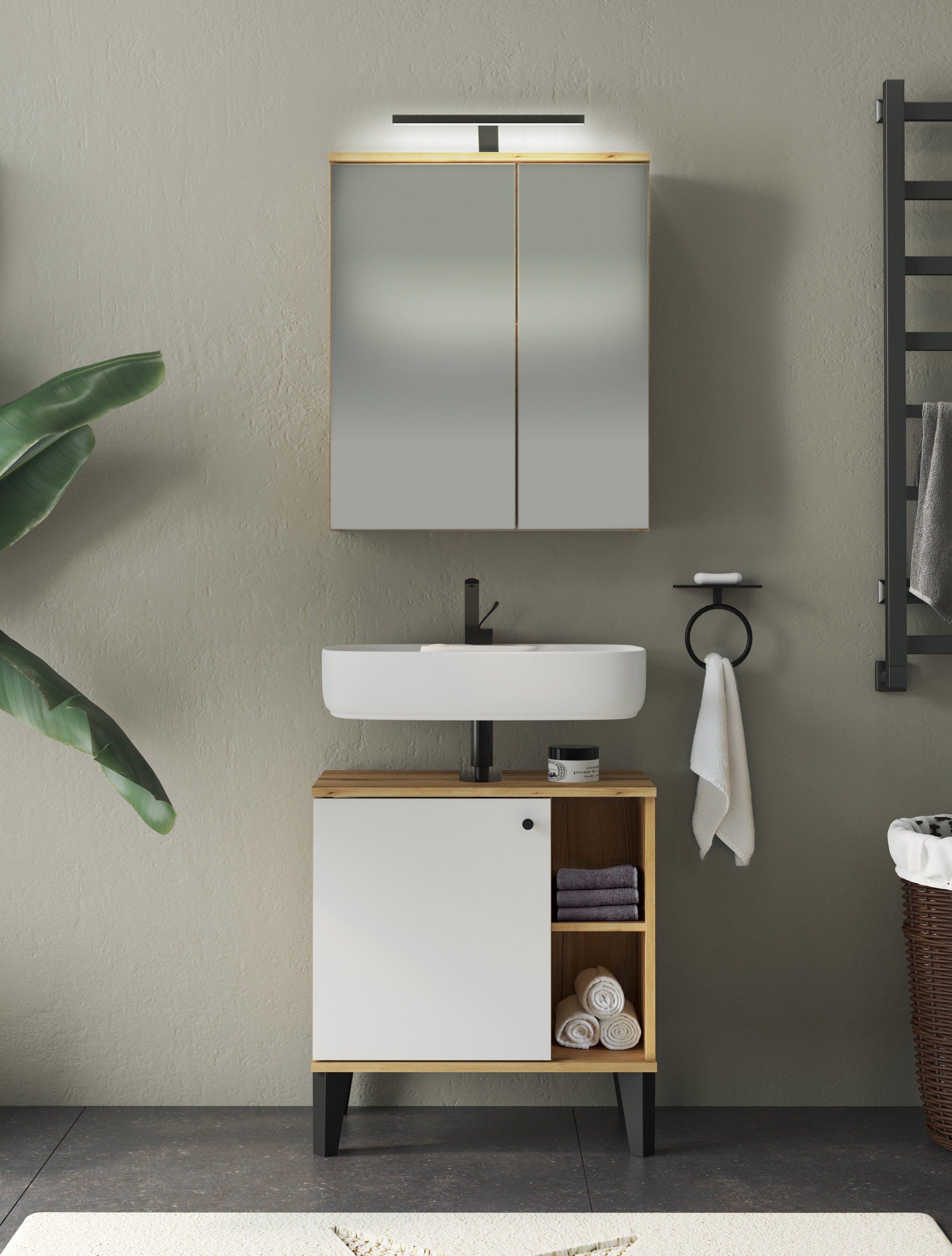 Home affaire Badmöbel-Set "OSLO, Bad im skandinavischen Design, 2-teiliges günstig online kaufen