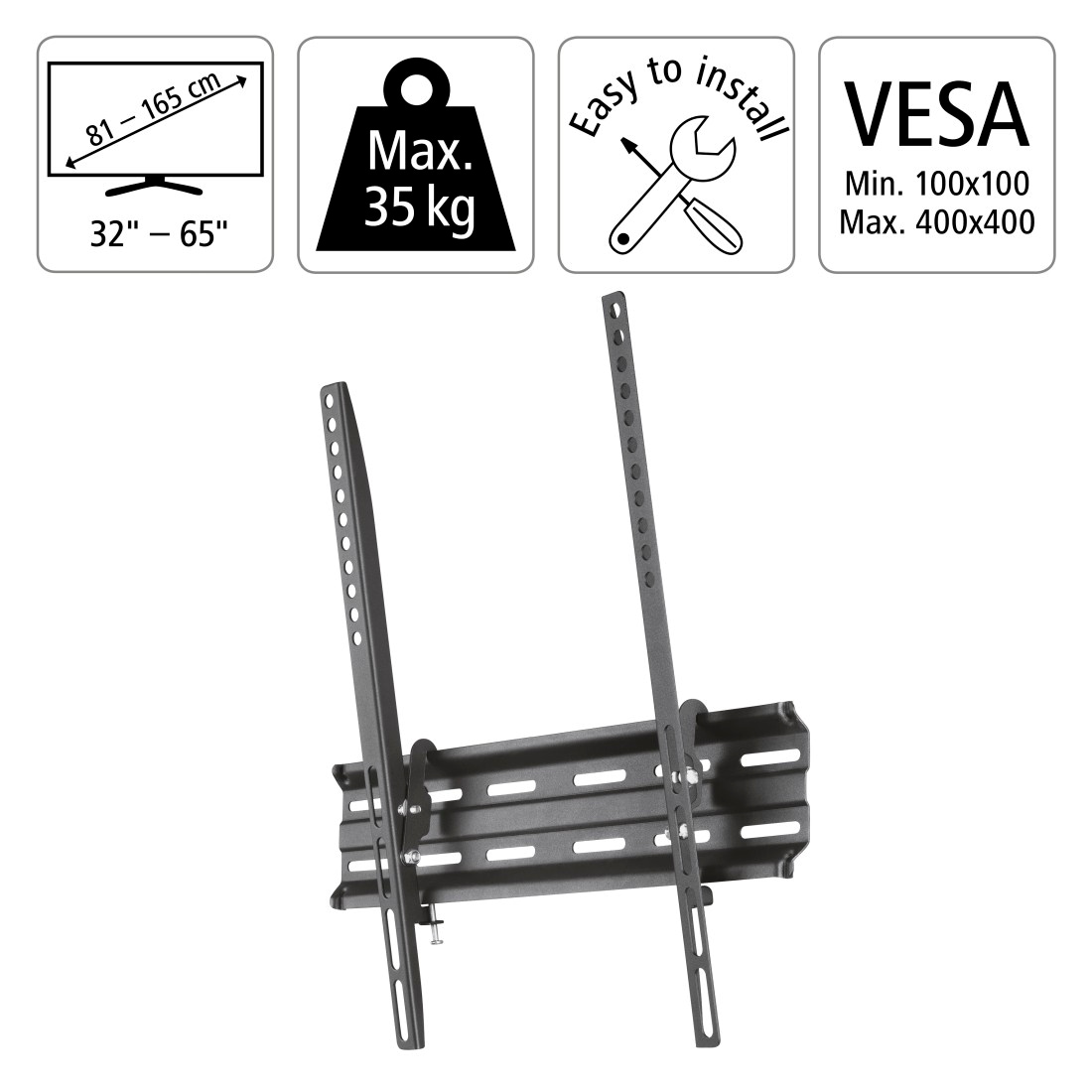 Hama TV-Wandhalterung »Wandhalterung (neigbar, VESA 400x400, 32"- 65")«, bis 165 cm Zoll