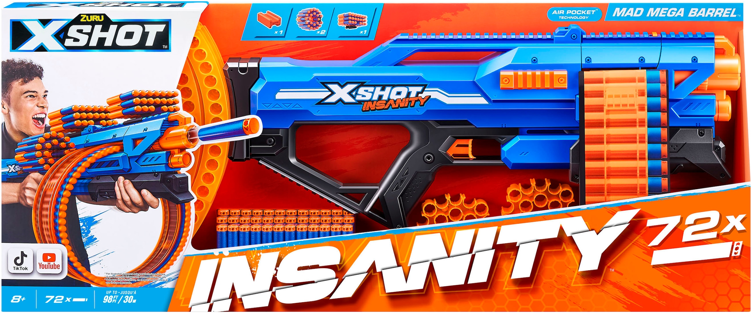 XSHOT Blaster »XSHOT, Insanity Blaster Mega Barrel mit Darts«