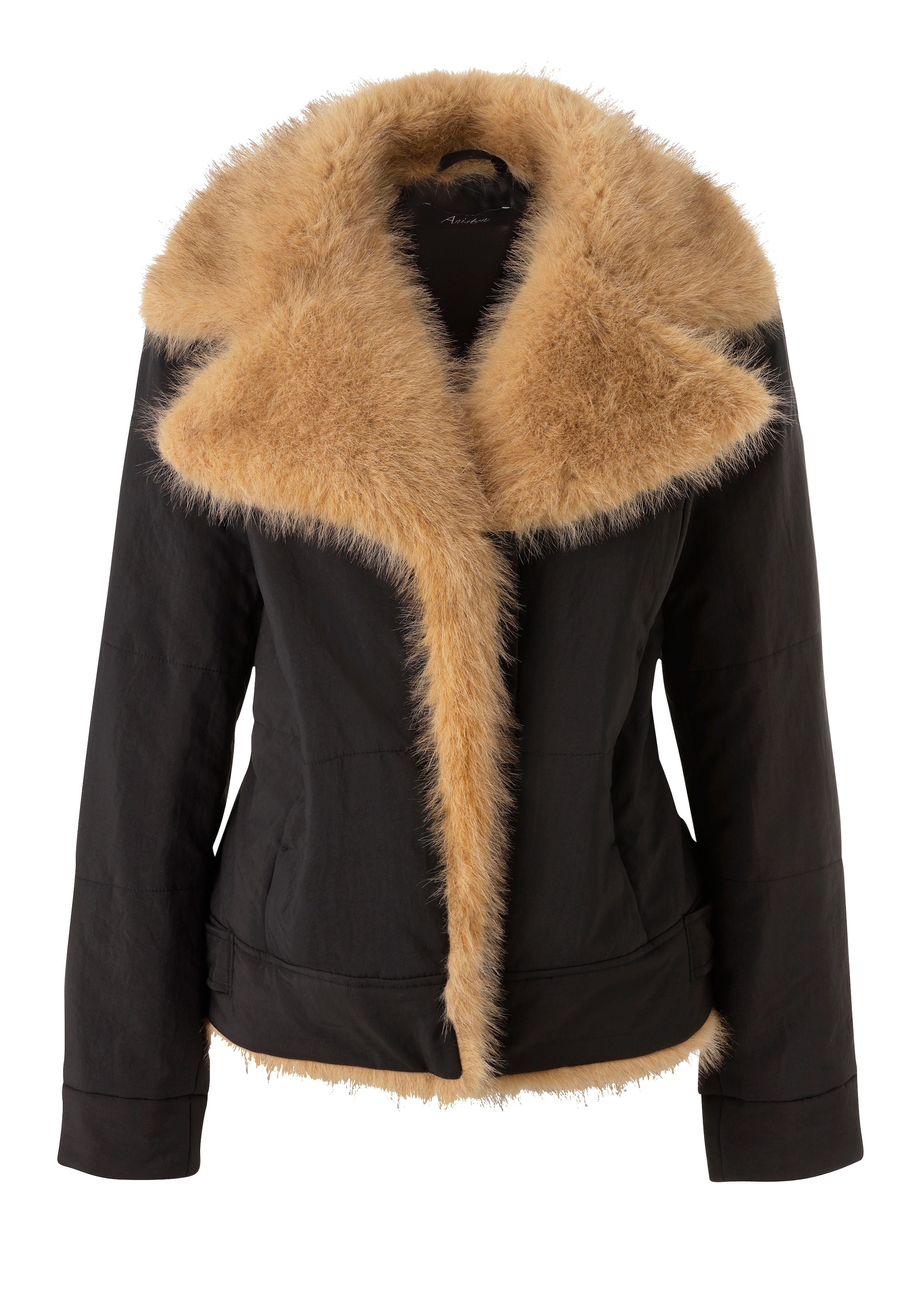 Aniston CASUAL Outdoorjacke, mit flauschigem Fellimitat verziert - NEUE KOLLEKTION