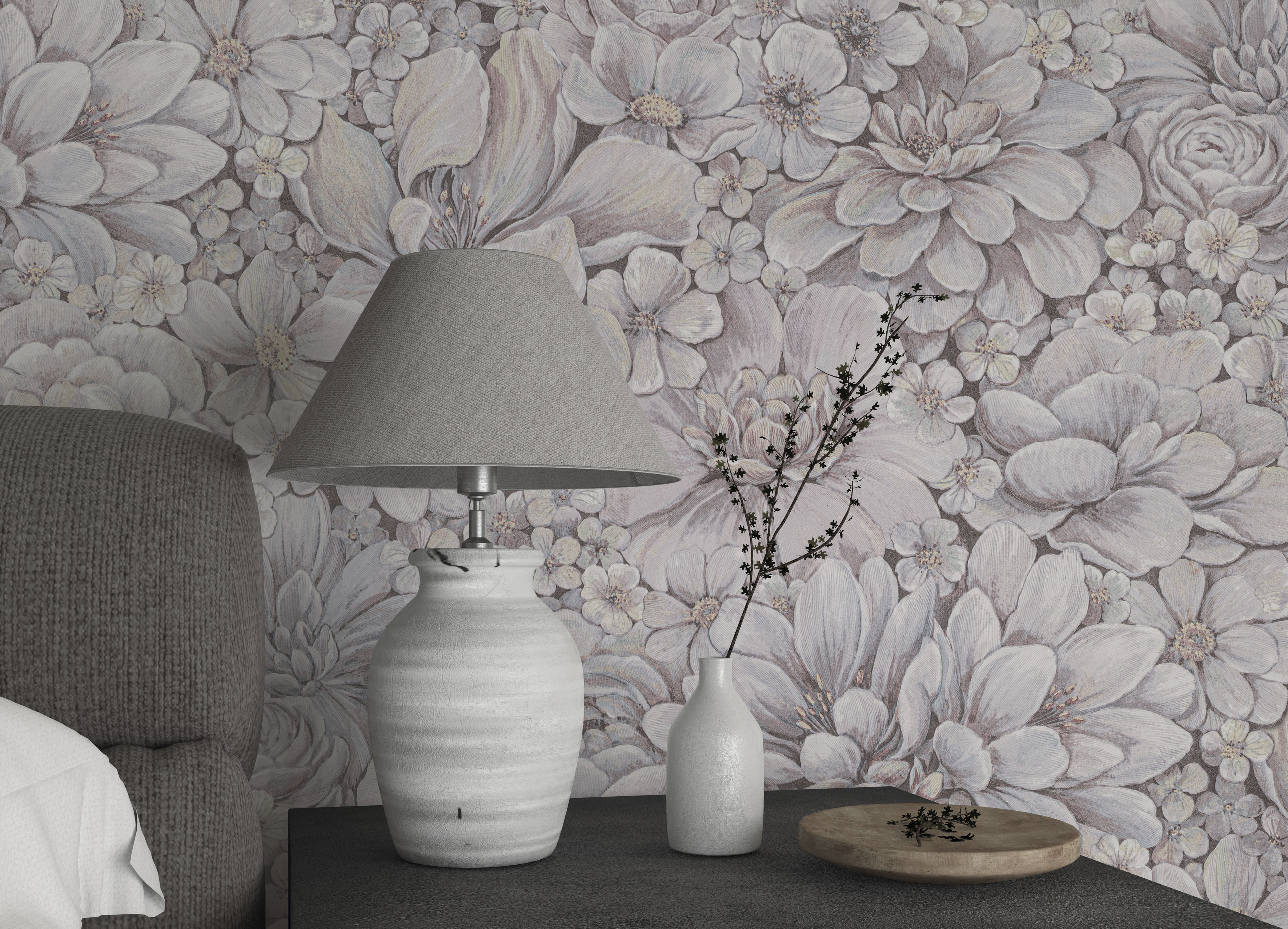 Marburg Vliestapete "Flower" Matt Geprägt Blattmotiv Moderne Tapete Für Wohnzimmer Schlafzimmer Küche