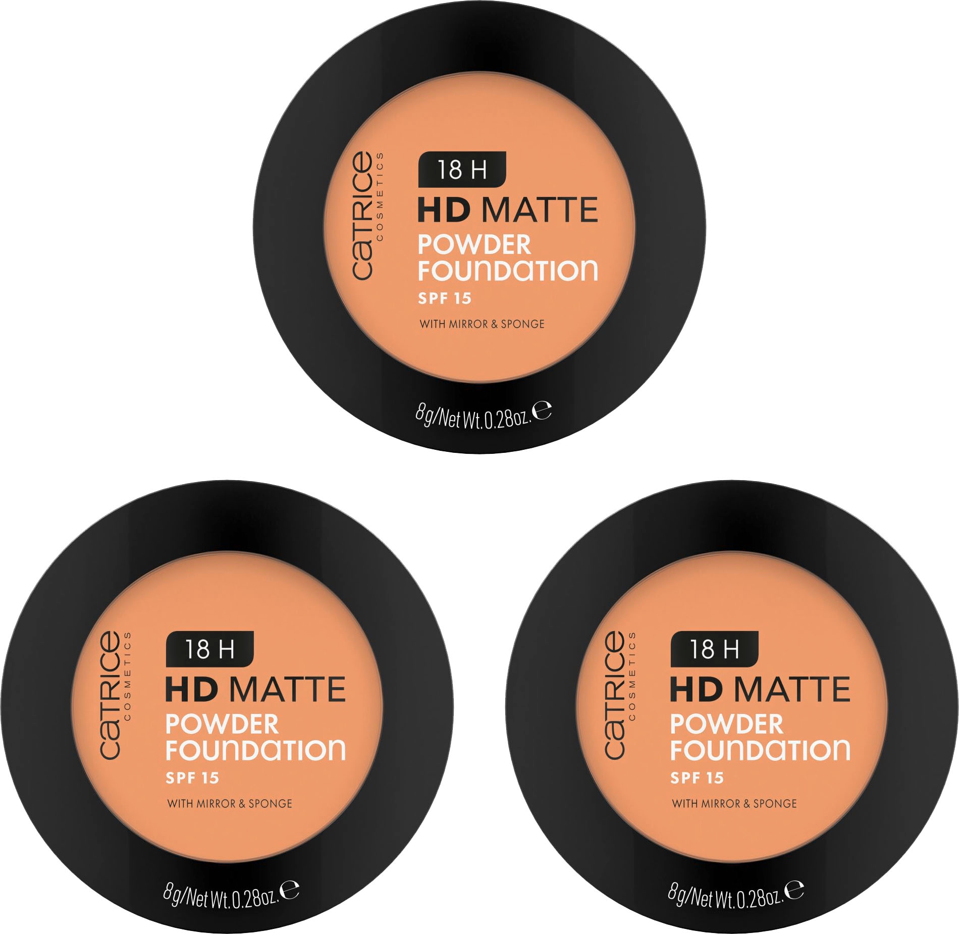 Catrice Puder »18H HD Matte Powder Foundation«, (Set, 3 tlg.), mit mattiertem Effekt