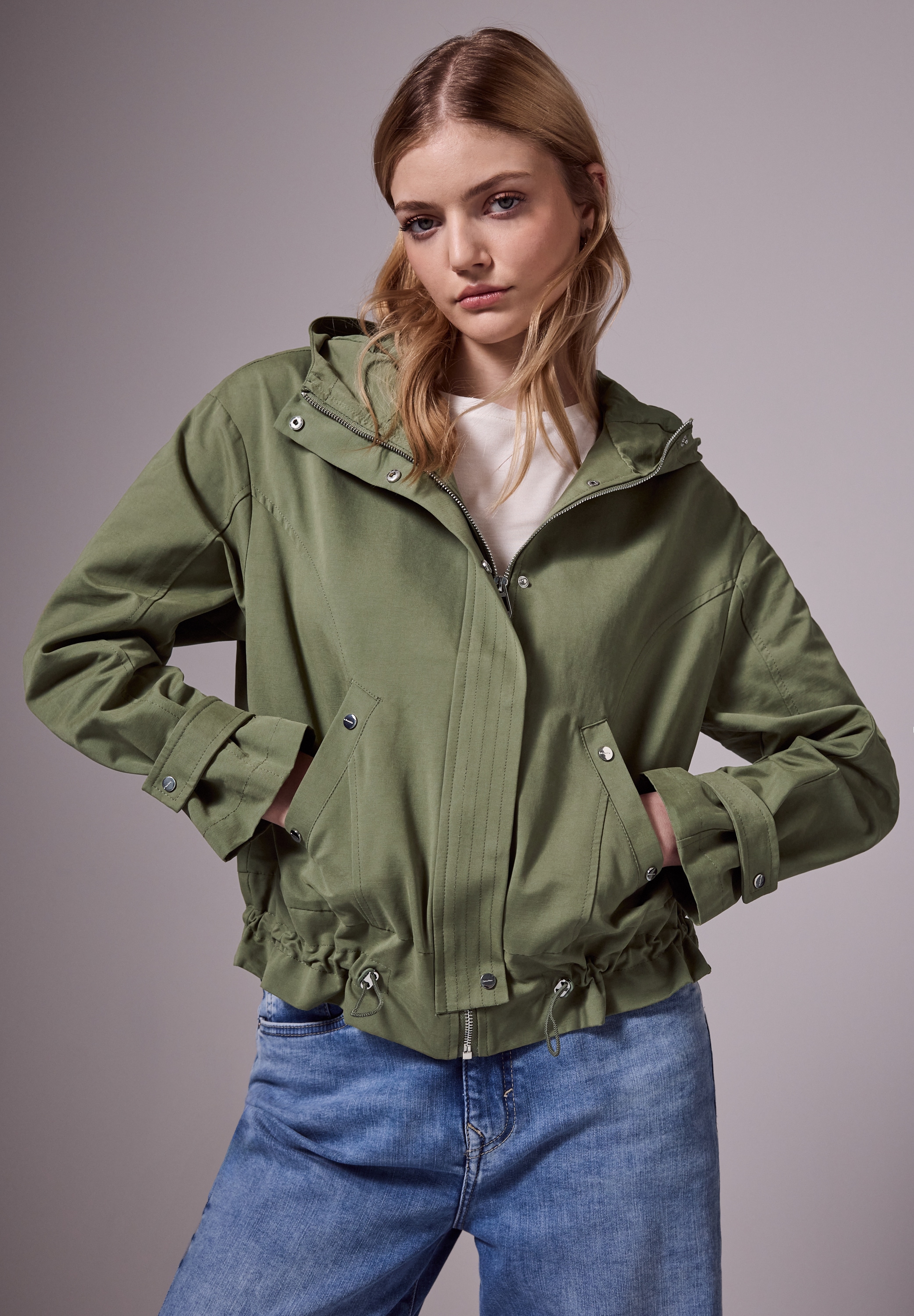 STREET ONE STUDIO Parka mit Kapuze mit Tunnelzug am Saum