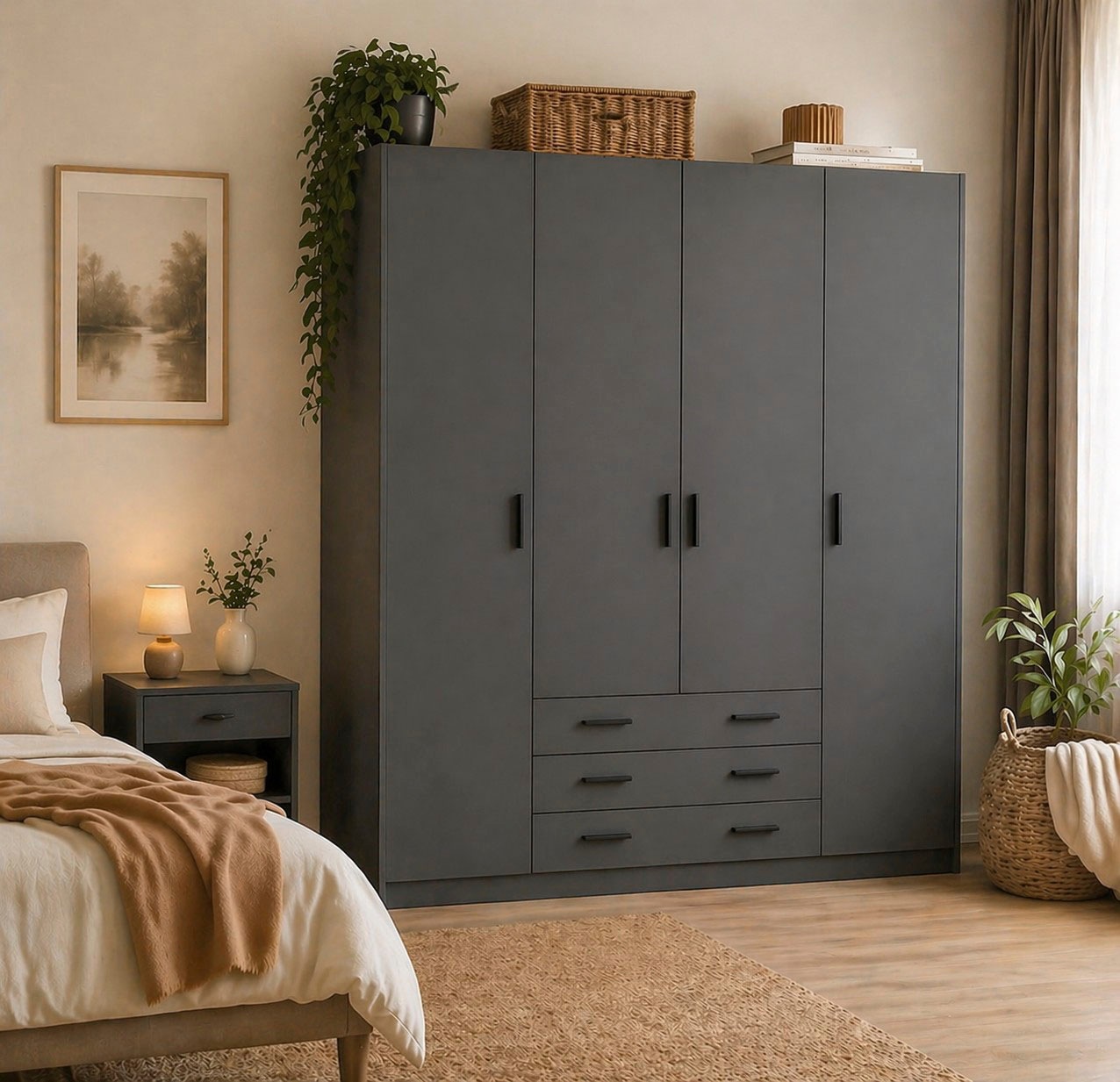 Home affaire Kleiderschrank "Sprint, viel Stauraum, robuste Qualität, 3 Breiten 98, 147, 195 cm" Breite 98,5/147 oder 195,5 cm, je mit Einlegeböden und Kleiderstange
