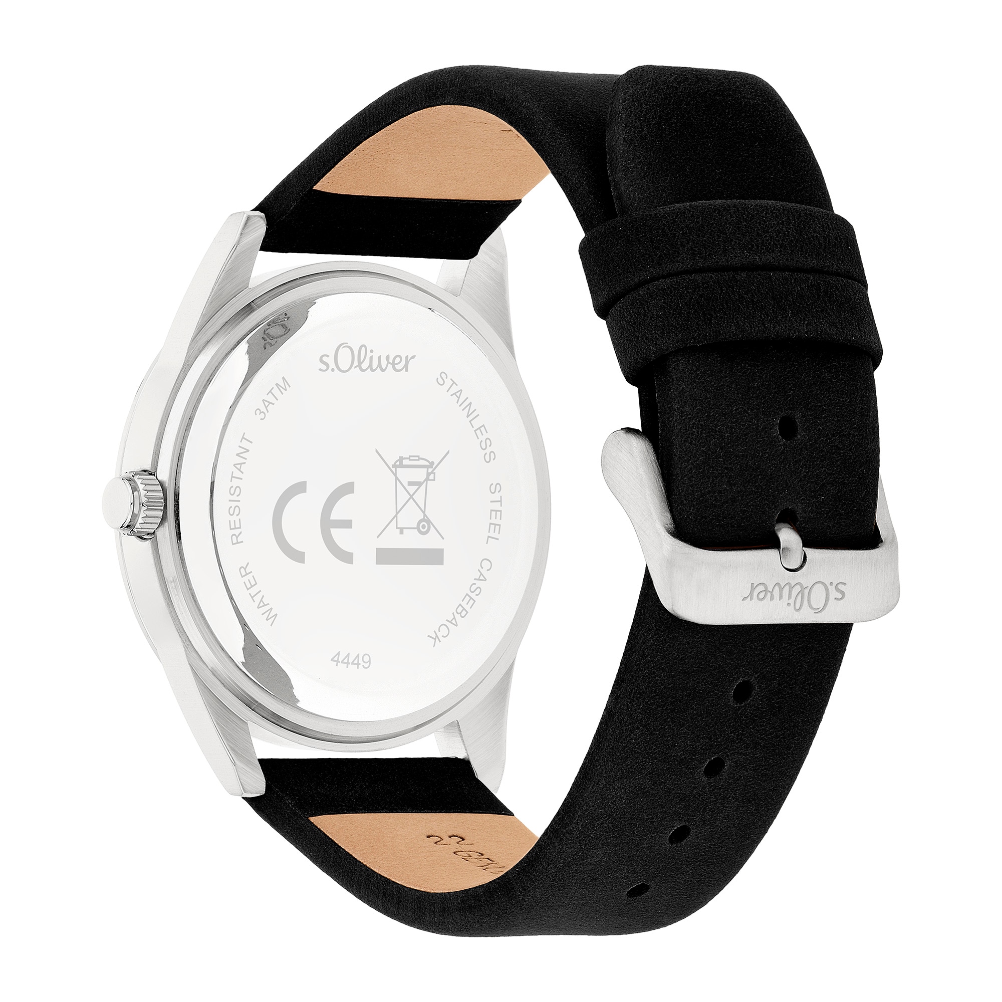 s.Oliver Multifunktionsuhr »Round Basic« Quarzuhr, Armbanduhr, Herrenuhr, Lederarmband, analog