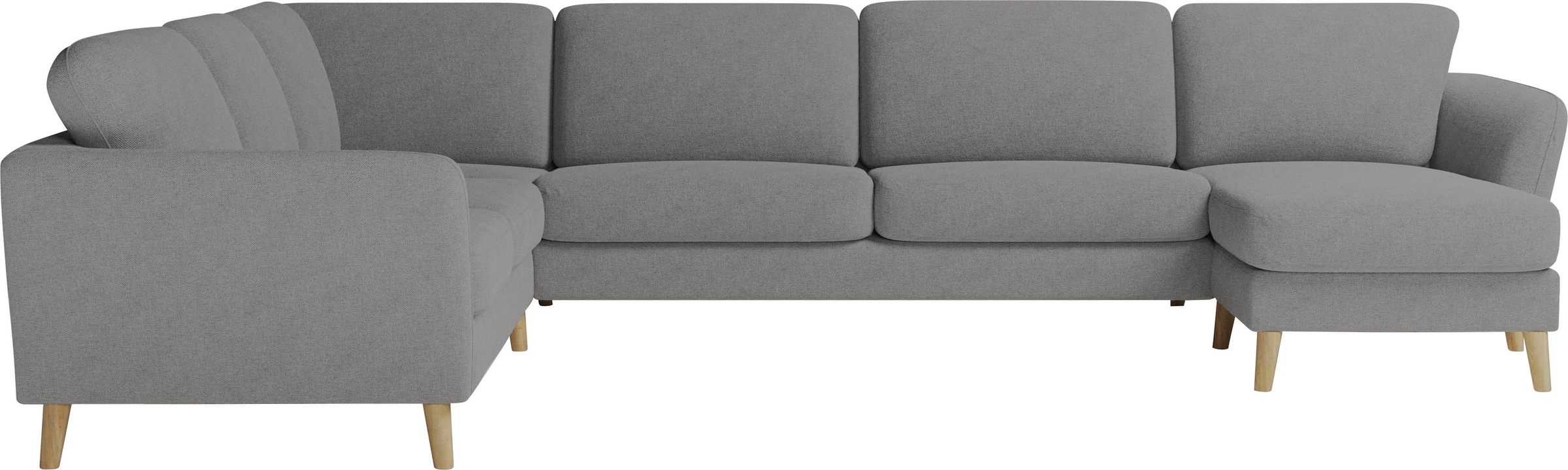Home affaire Wohnlandschaft »MARSEILLE XXL 349cm, U-Form, Ottomane rechts/links wählbar«, Massivholzbeine aus Eiche, In verschieden Bezügen und Farbvarianten