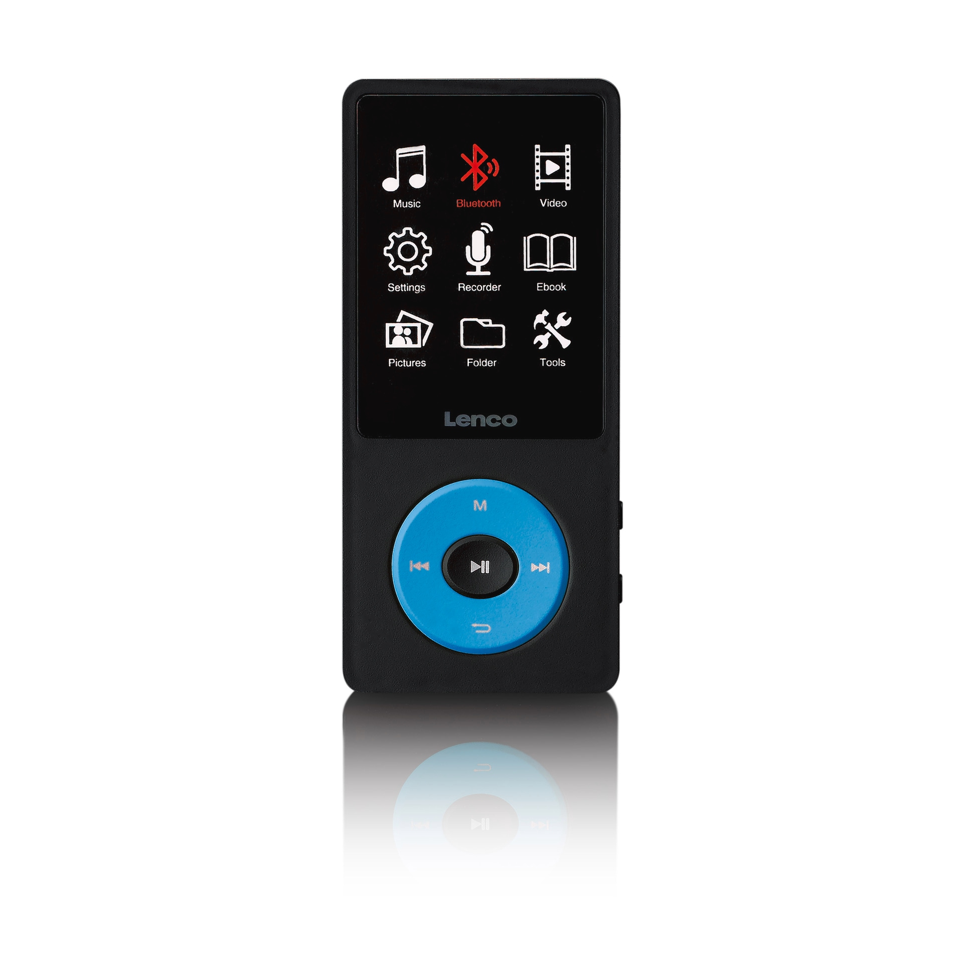 LENCO MP4-Player "Xemio-860 MP4-Player mit Display Akku BT 8GB", B:12cm H:3cm T:15cm, blau, MP3-Player
