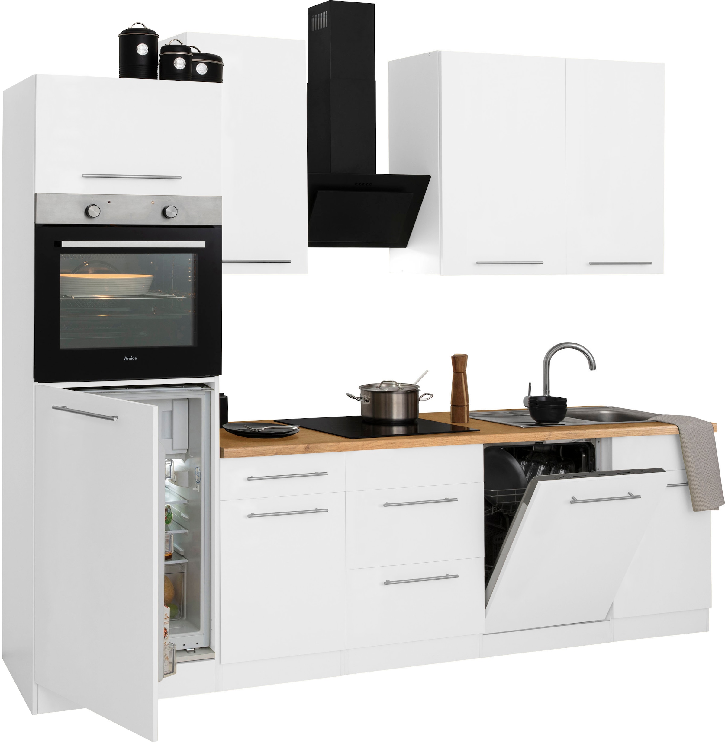 wiho Küchen Küchenzeile »Unna«, mit E-Geräten, Breite 280 cm