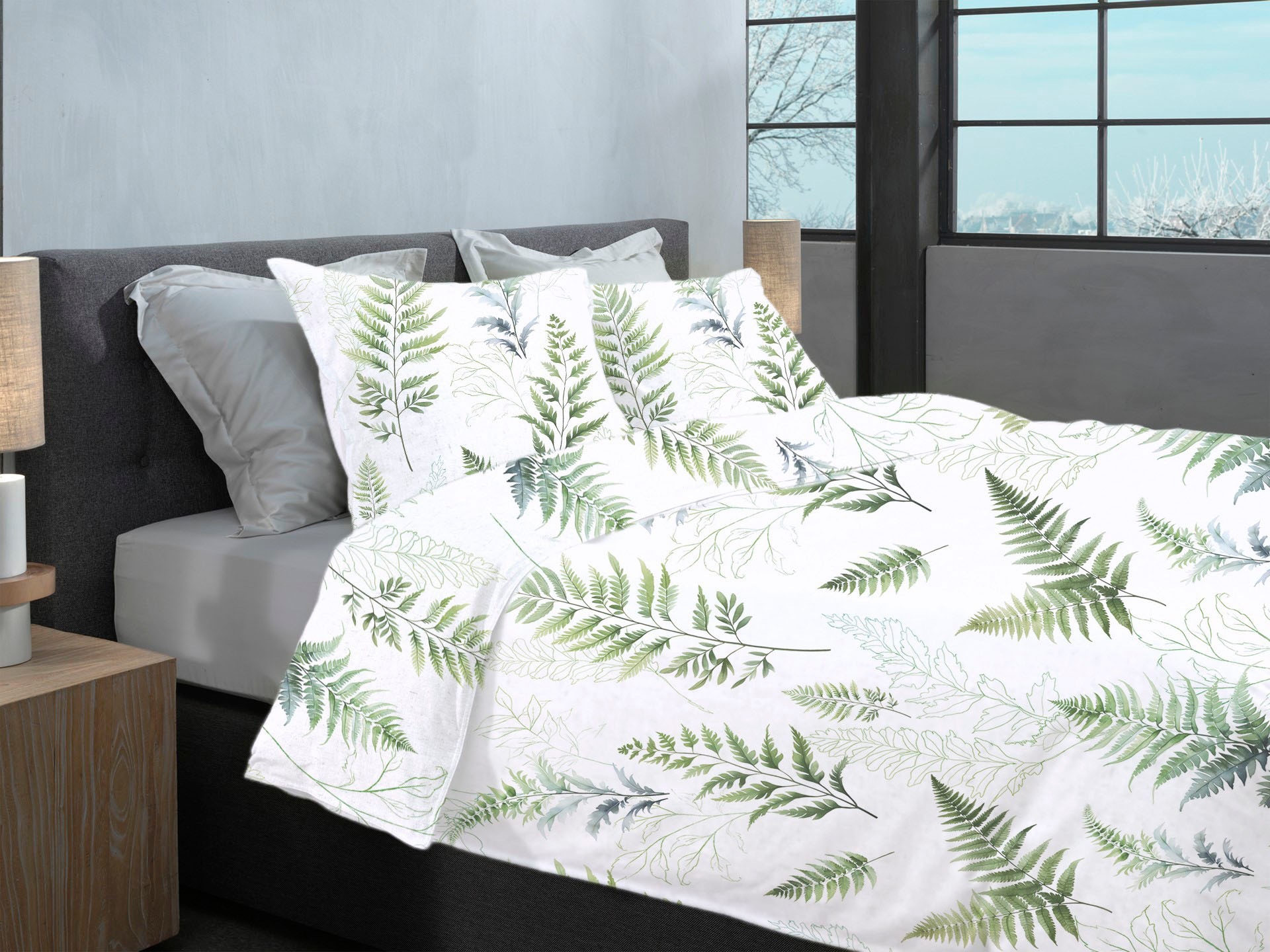 Heckett & Lane Bettwäsche "Zeno" 2 Stk. Blätter Design, 100% Baumwolle ab 1 günstig online kaufen