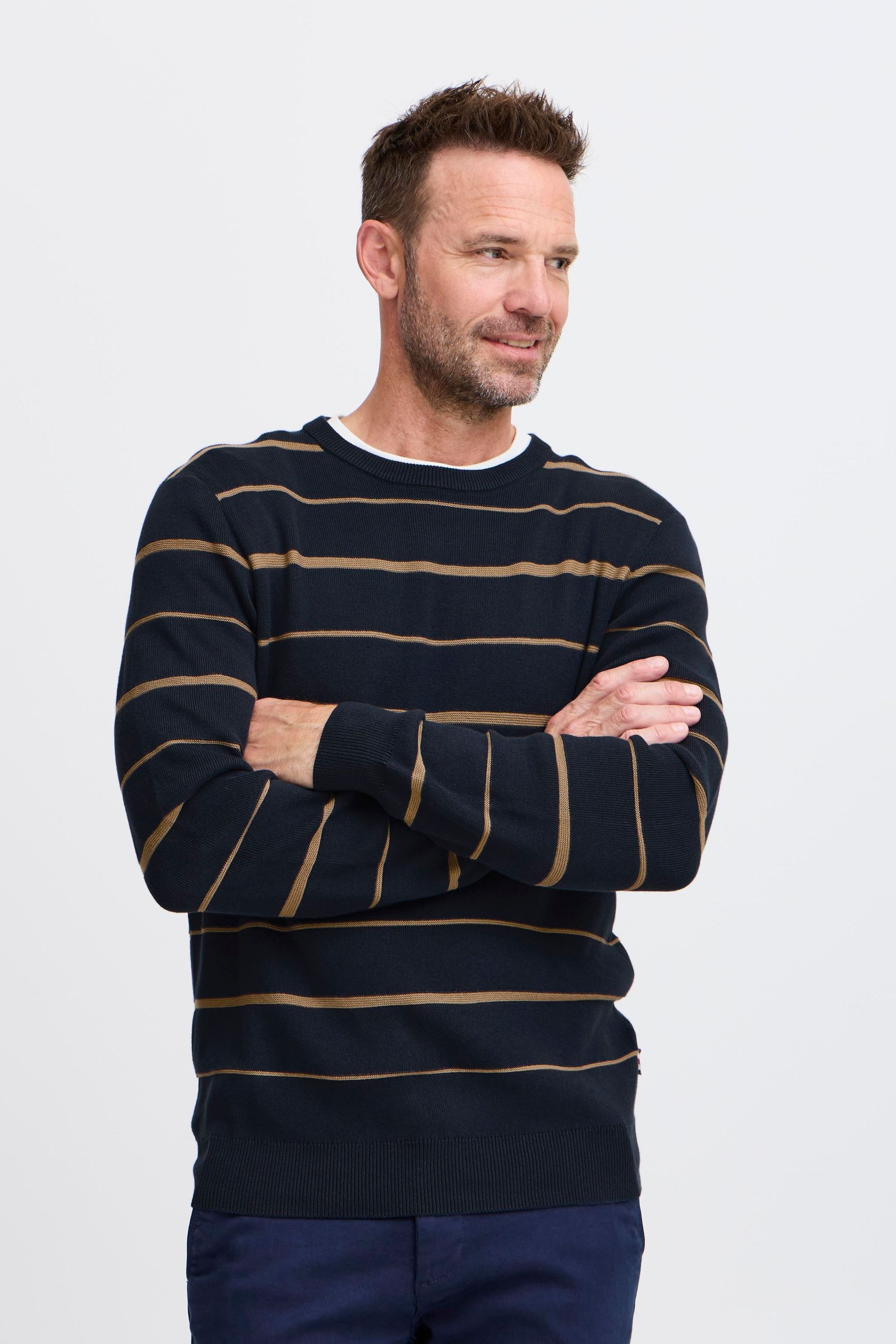 FQ1924 Strickpullover »Strickpullover FQKYLE reversed strip crewneck neck«