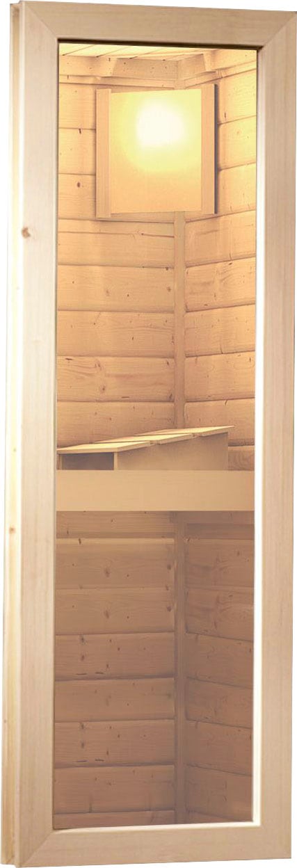 KONIFERA Saunahaus »Hagen«, naturbelassen, mit Ofen 9 KW externe Strg easy