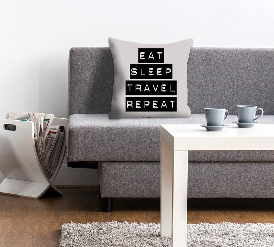 queence Dekokissen ""Eat, Sleep, Travel, Repeat"" Kissenhülle ohne Füllung, günstig online kaufen