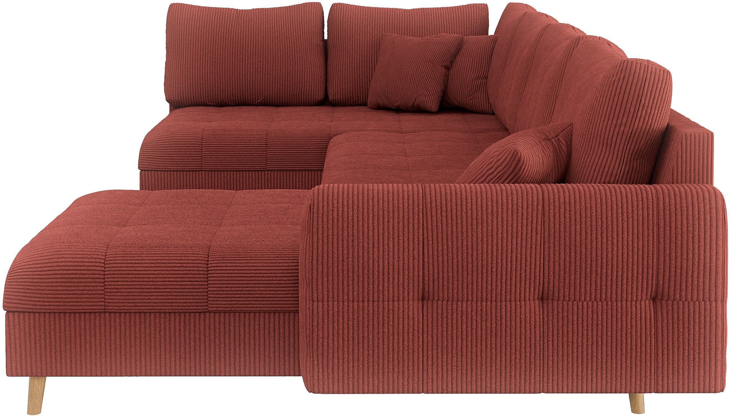 Home affaire Wohnlandschaft »CHARRE U-Form mit Ottomane, Maße B/T/H: 310/161/81 cm«, feine Steppung, lose Rücken- und Zierkissen, auch in Cord und Bouclé