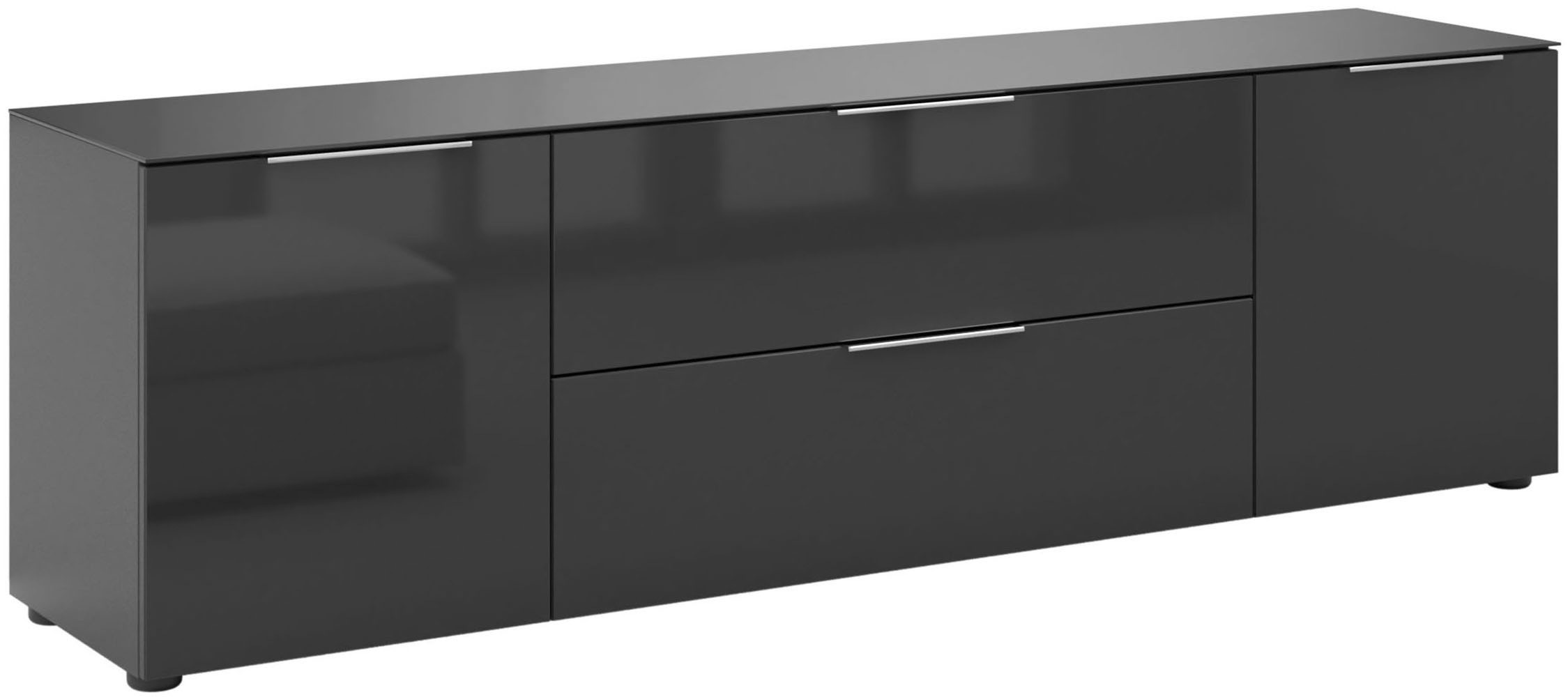 Manjana Möbel Lowboard "Lowboard mit Chrom oder Schwarz matten Metallgriffe günstig online kaufen