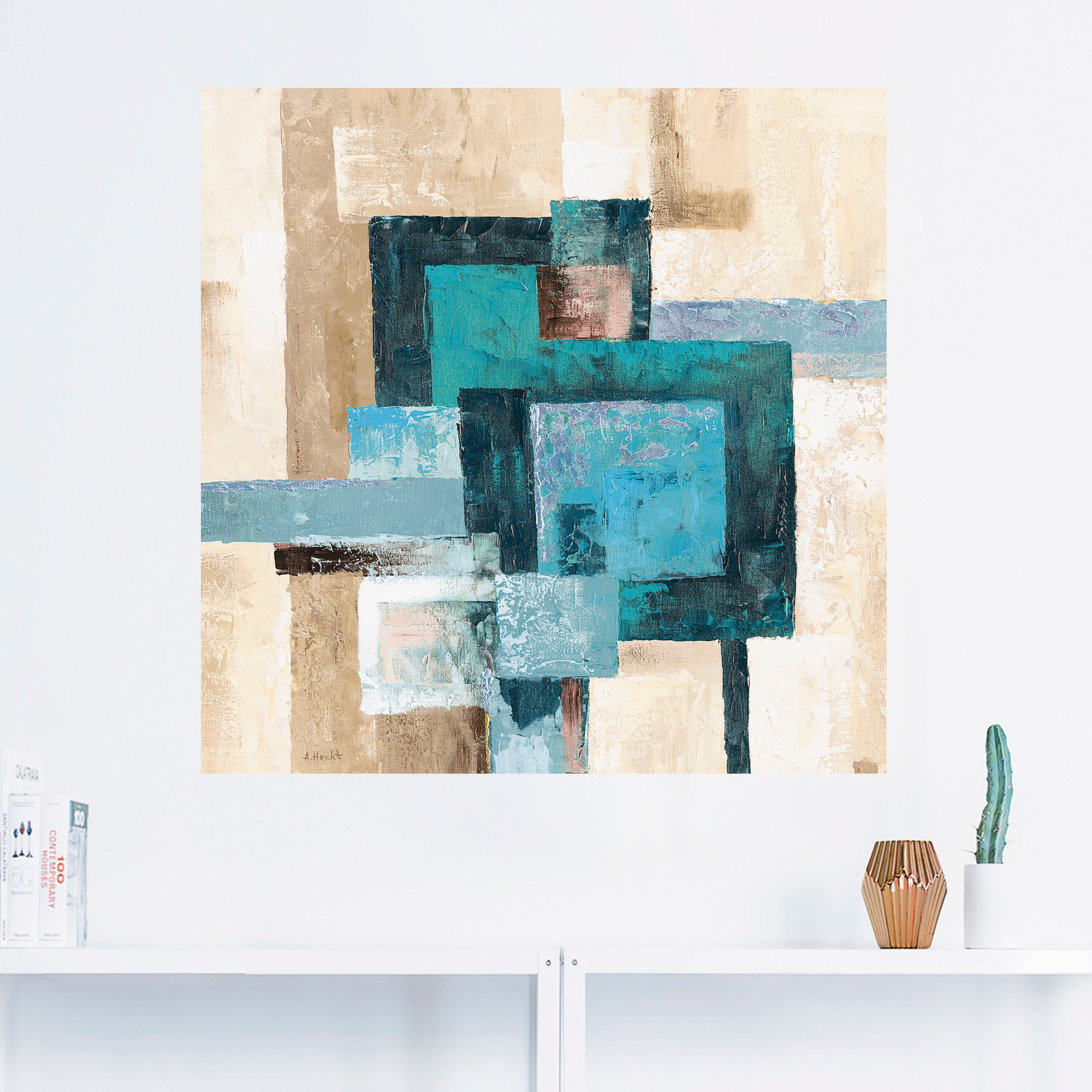 Artland Wandbild "Abstrakte Karos", Muster, (1 St.), als Leinwandbild, Post günstig online kaufen