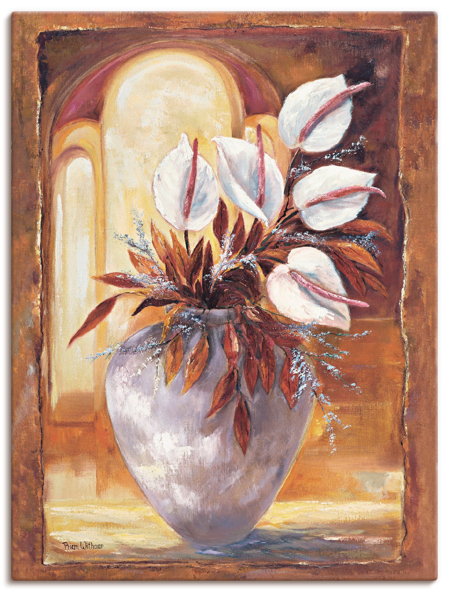 Artland Wandbild »Weiße Blumen in Vase I«, Blumen, (1 St.), als Leinwandbild, Wandaufkleber oder Poster in versch. Größen