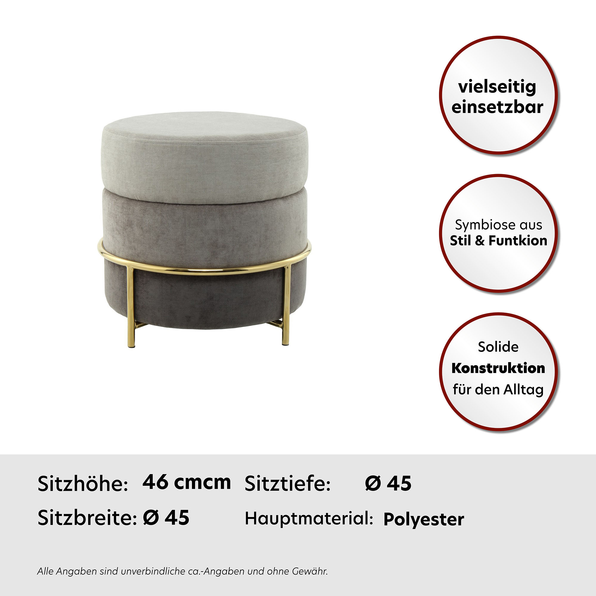 Thumbnail - Kayoom Sitzhocker "Hocker Matilda 225, Komfortable runde Form, Gemütlicher Design-Hocker", (1 St.), samtweich, elegant, ...