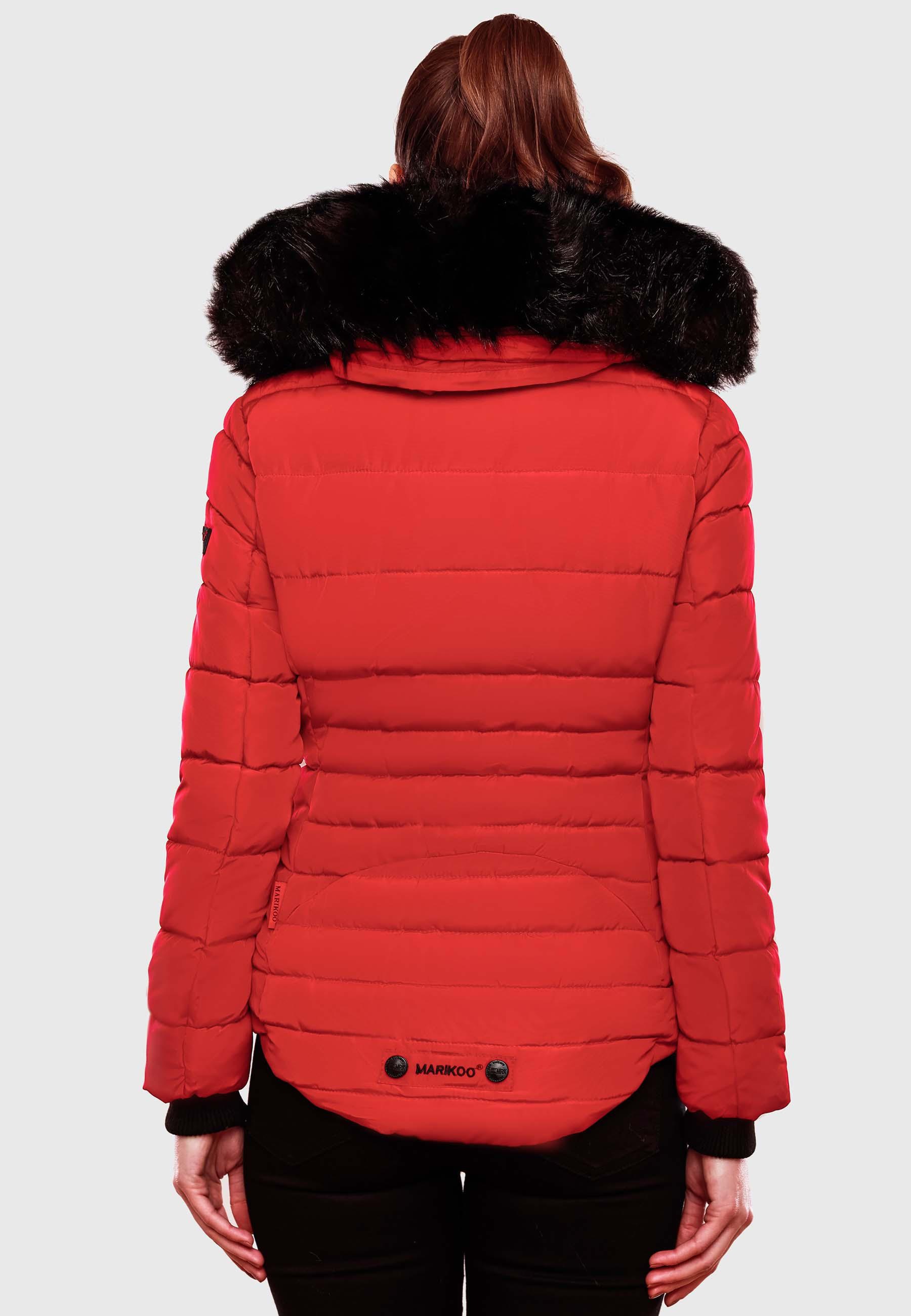 Marikoo Steppjacke »Lotusblüte«, mit Kapuze, hochwertige Winter Jacke mit edler Kunstpelz Kapuze