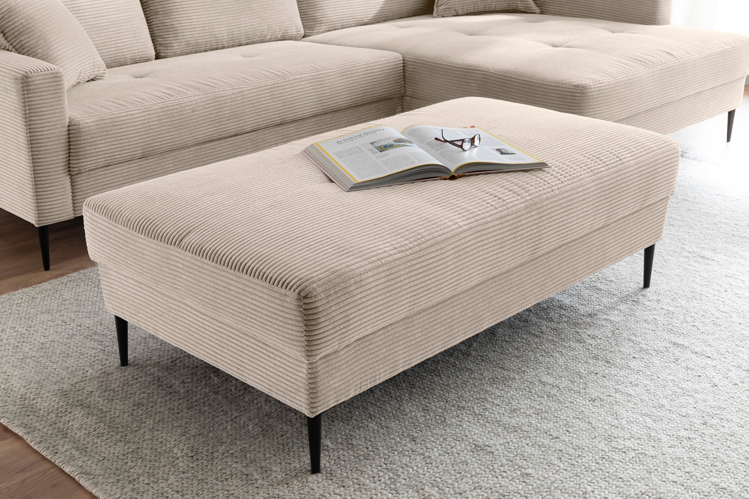 Trends by HG Sitzhocker »SUMMER« in Cord-Stoff mit Metallfuß