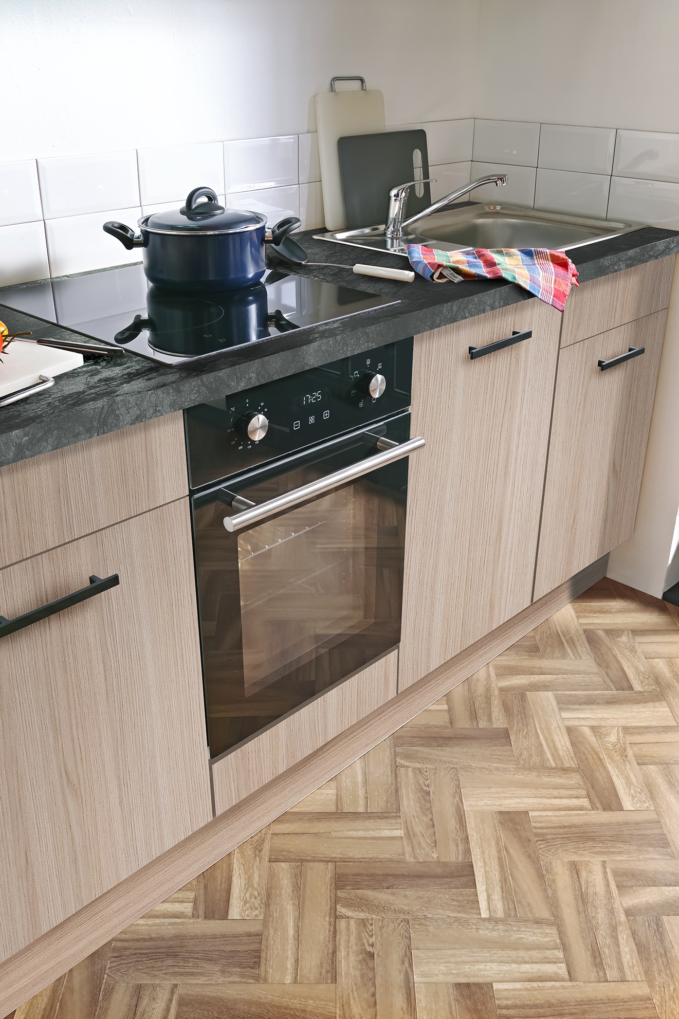 wiho Küchen Küchenzeile »Fortyfive, Breite 180 cm,« Soft-Close-Funktion in Schubkästen & Auszügen, höhenverstellbare Füße
