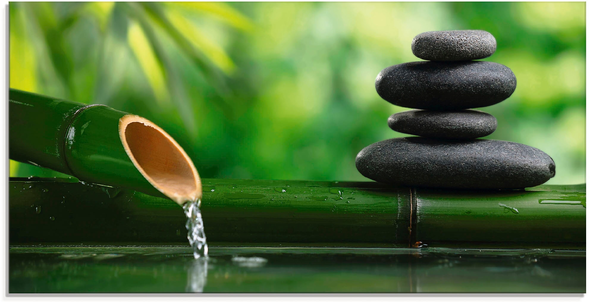 Artland Glasbild "Bambusbrunnen und Zen-Stein" Zen 1 Stk. tlg. in verschied günstig online kaufen