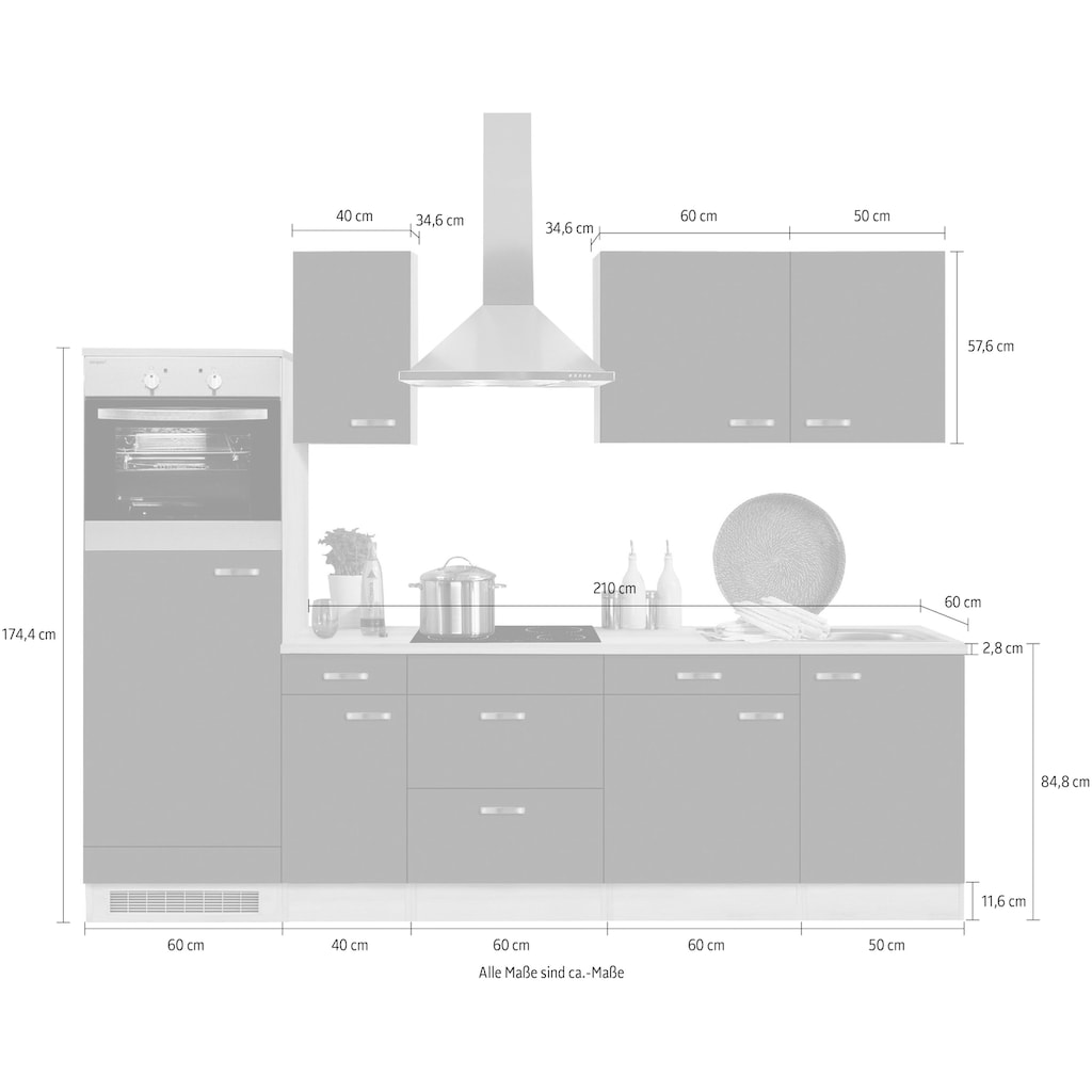 OPTIFIT Küchenzeile »Faro«, ohne E-Geräte, Breite 270 cm