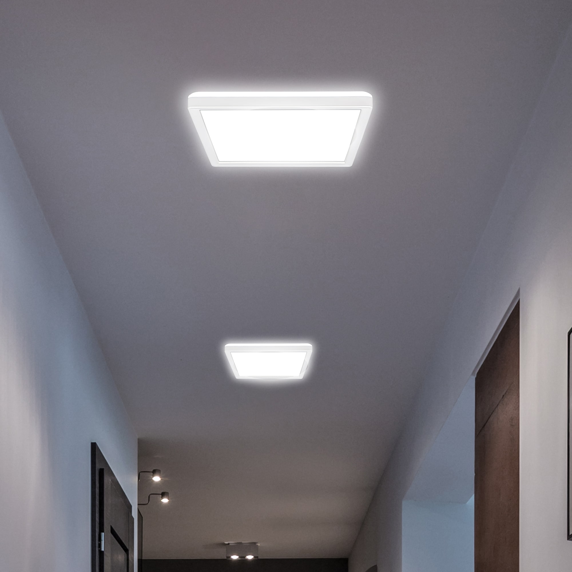 B.K.Licht LED Deckenleuchte »BKL1599 Ultraflache Deckenlampe, LED Panel mit Backlight«, 1 flammig, Leuchtmittel LED-Modul | LED fest integriert, 4.000K, 1.900 Lm, 16W, indirekte Hintergrundbeleuchtung, 24x24cm, Weiß