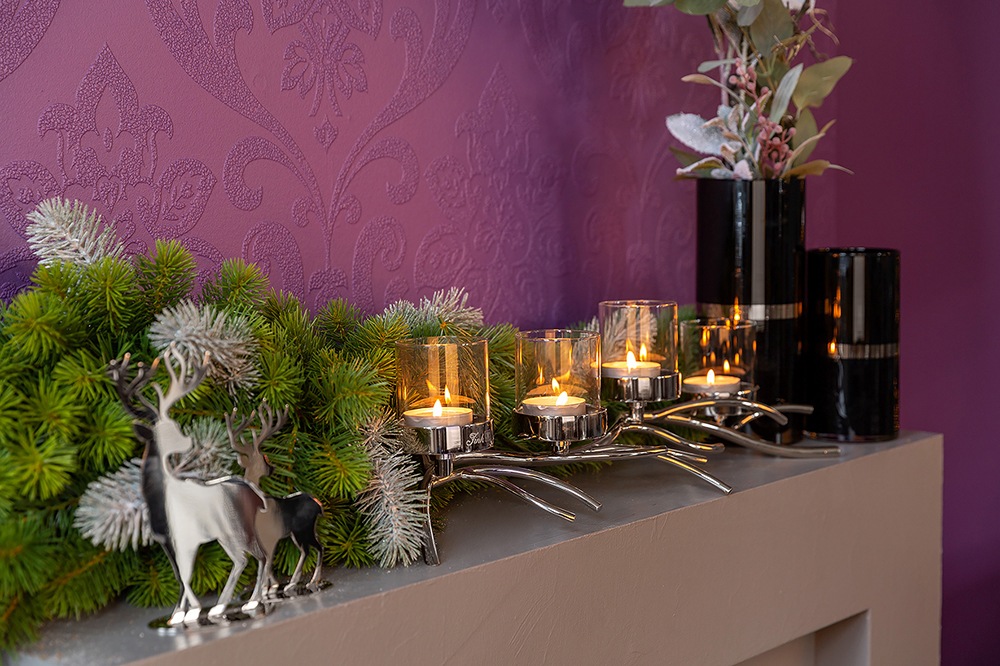 Fink Teelichthalter »RAMUS, 4-flammig, Adventsleuchter«, mit bruchsicherem Glas, Kerzenhalter für 4 Kerzen