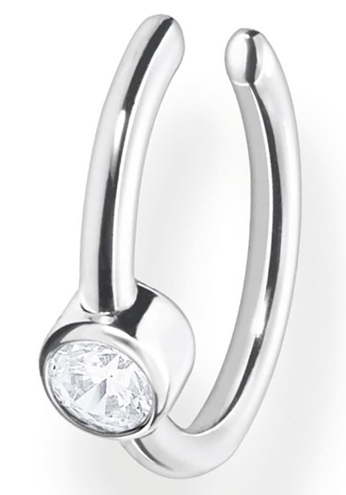 THOMAS SABO Damen Ohrklemme "Ohrklemme weißer Stein", Silber 925 (recycelt), bunt, Silber 925 (recycelt), Ohrringe, mit Zirkonia (synth.)