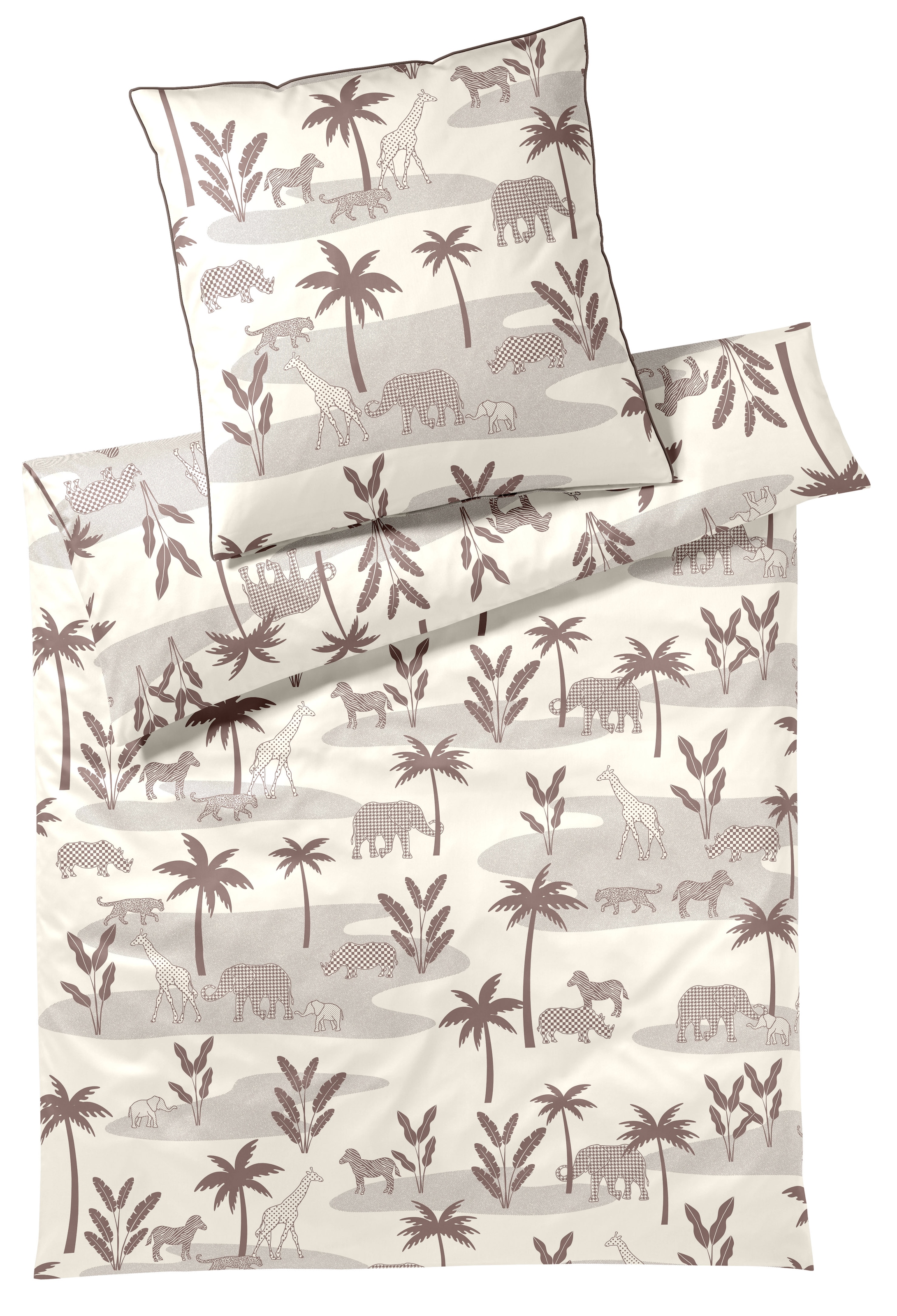 Elegante Bettwäsche "Jungle Graphic" 2 Stk. tlg. angenehmes Hautgefühl günstig online kaufen