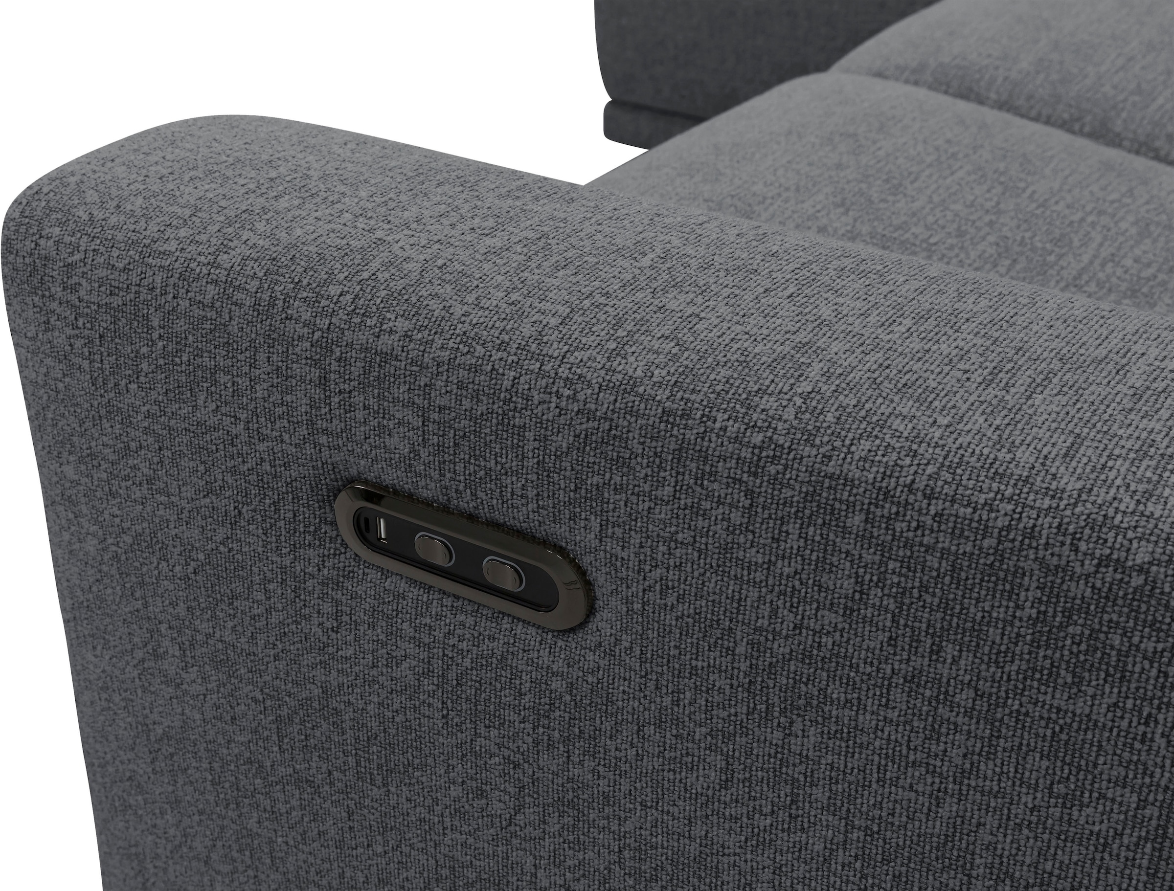 OTTO home Ecksofa »LEOO« mit USB A/C-Anschluss. Federkern, verstellbaren Kopfstützen, Webstoff