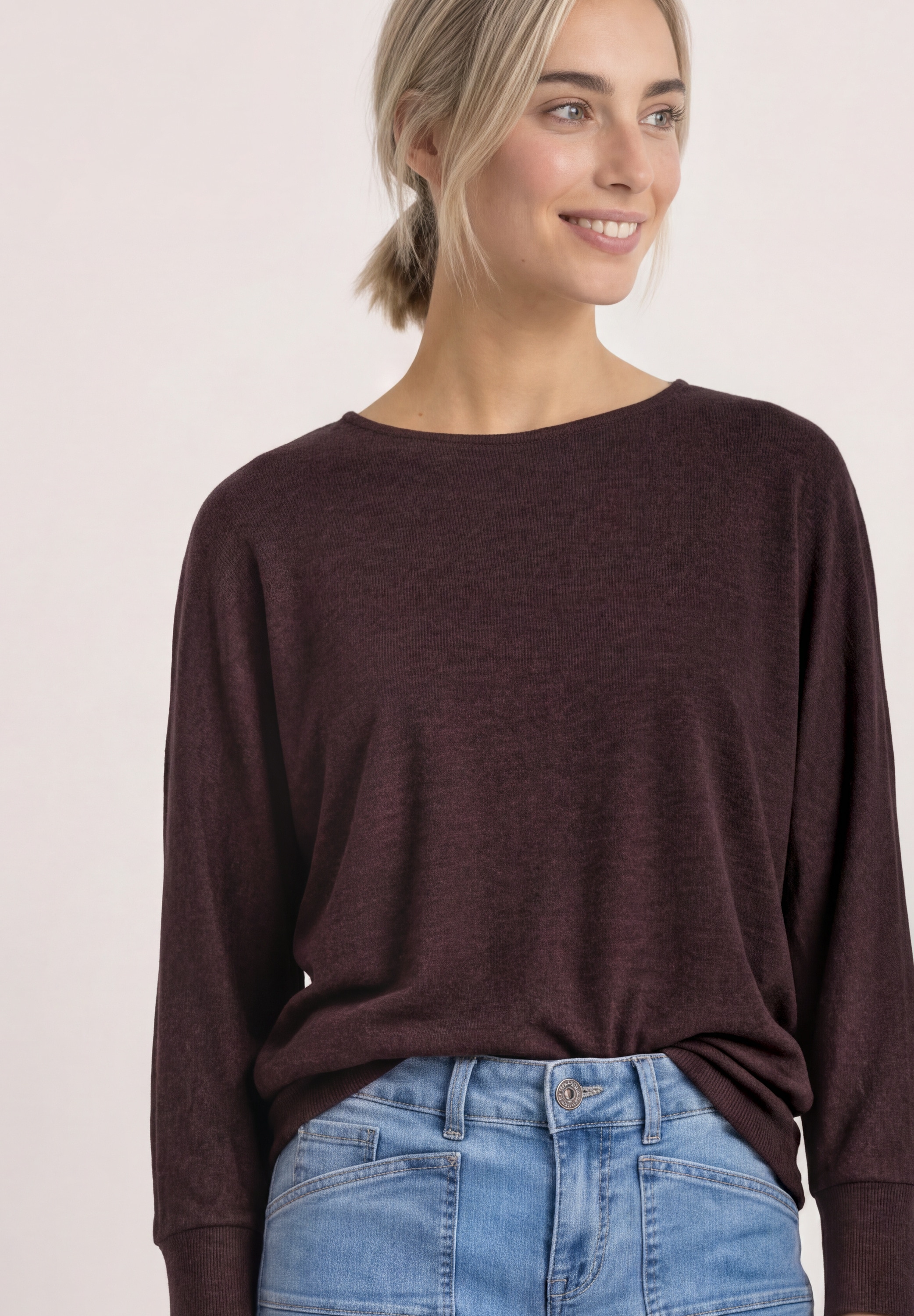 STREET ONE Langarmshirt mit Fledermausärmeln