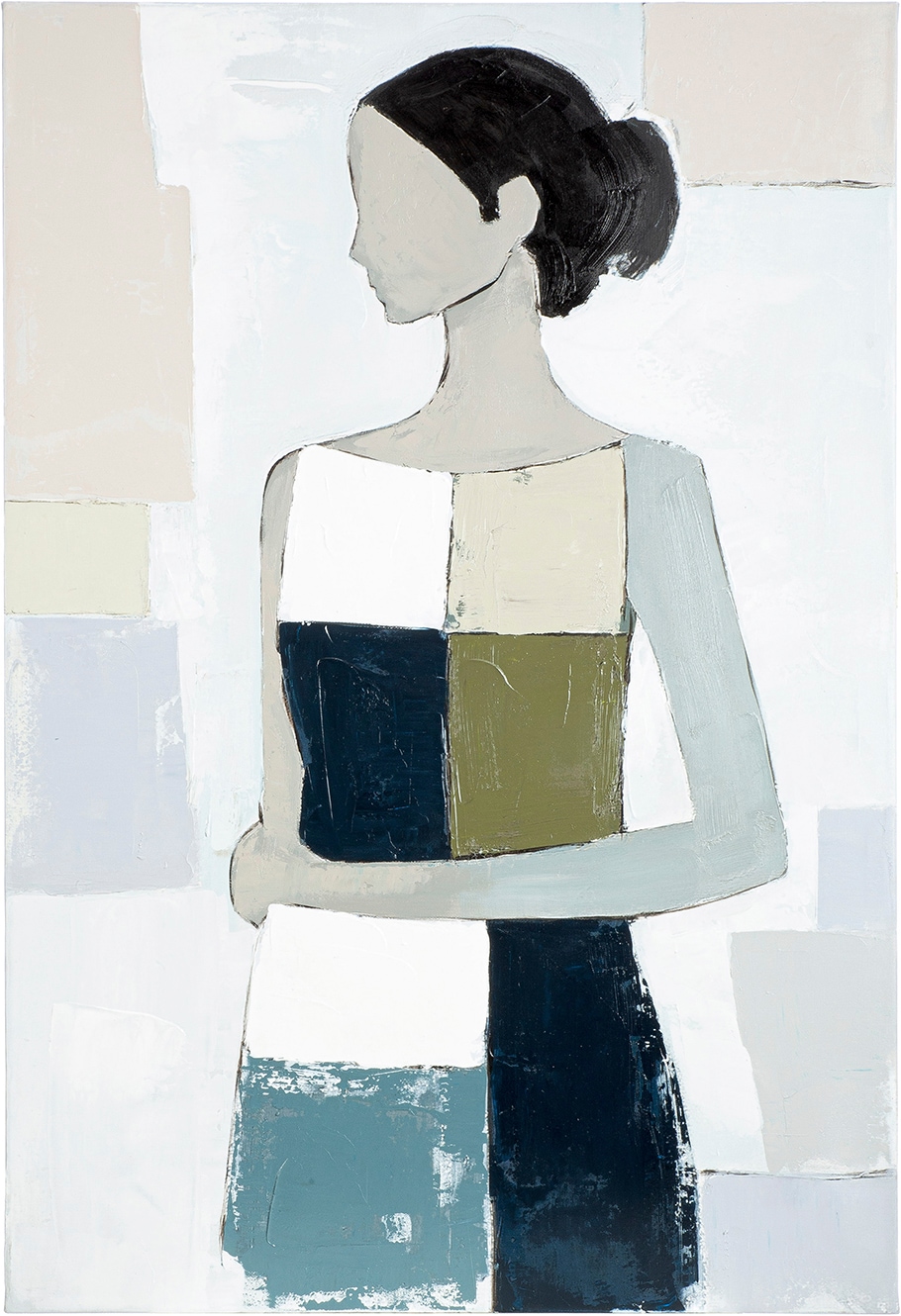 GILDE Leinwandbild "Bild rechteckig Janina blau" Bilder von Frauen 1 Stk. tlg. Porträt abstraktes Gesicht moderne Kunst Galerie-Stil Malerei