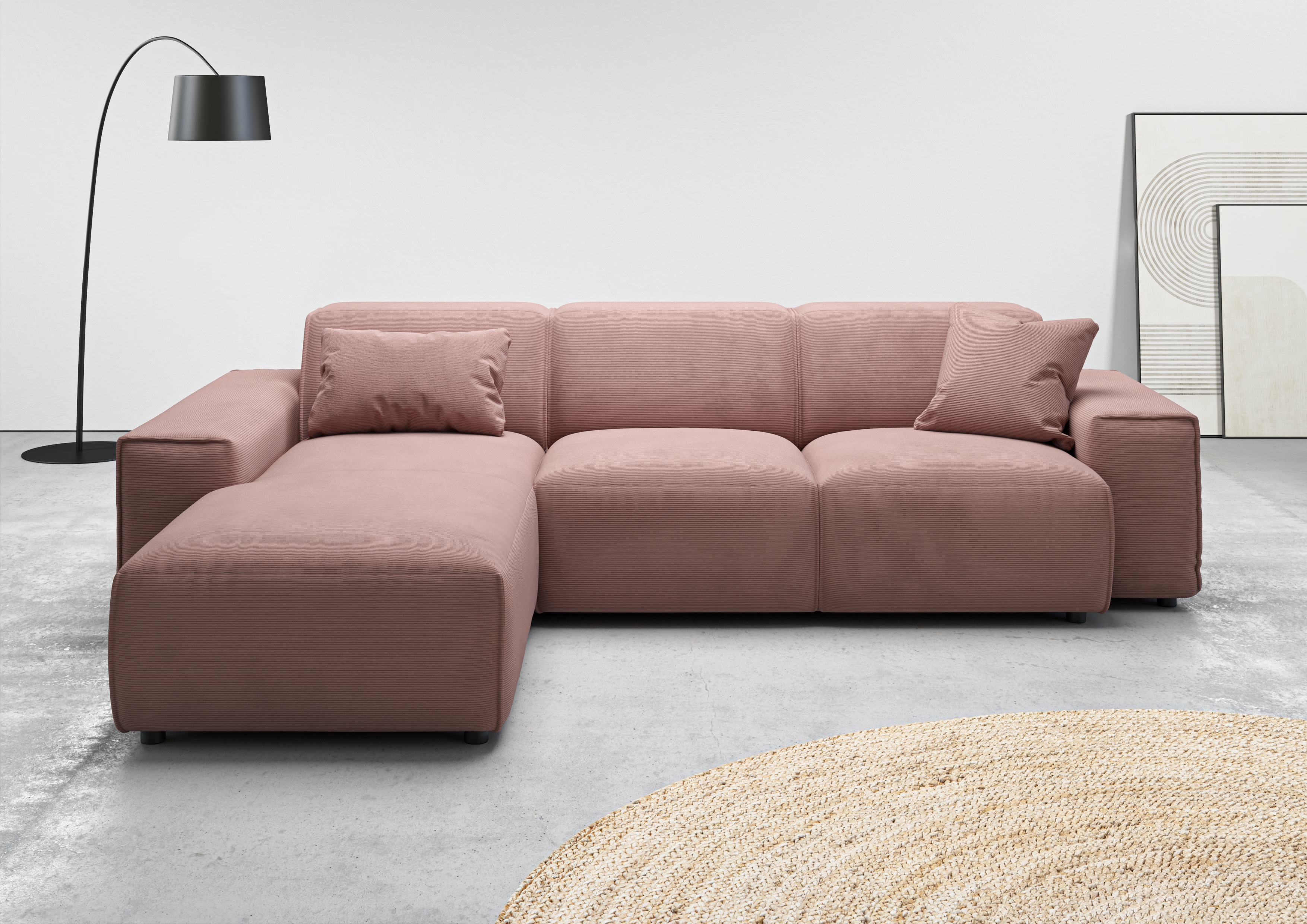 Home affaire Ecksofa "Glimminge L-Form auch in Breitcord, Feincord + Easy care-Bezug," Breite 264, Zierkissen