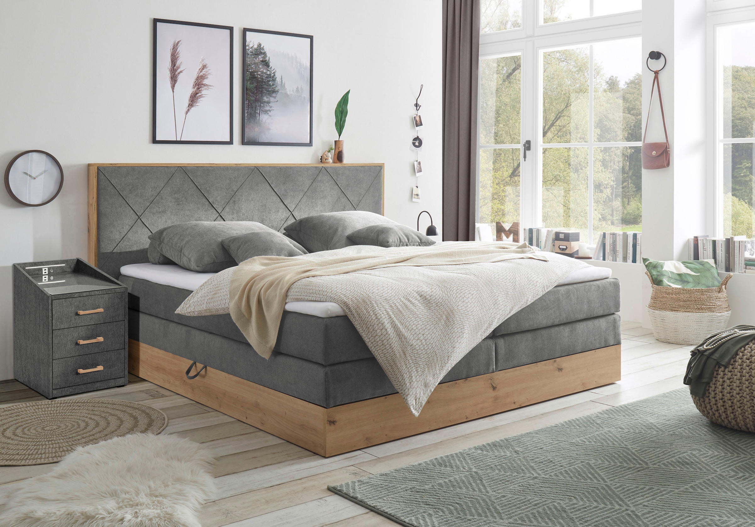 ED EXCITING DESIGN Boxspringbett »Bellevue«, inkl. Bettkasten, wahlweise mit Matratze und Topper