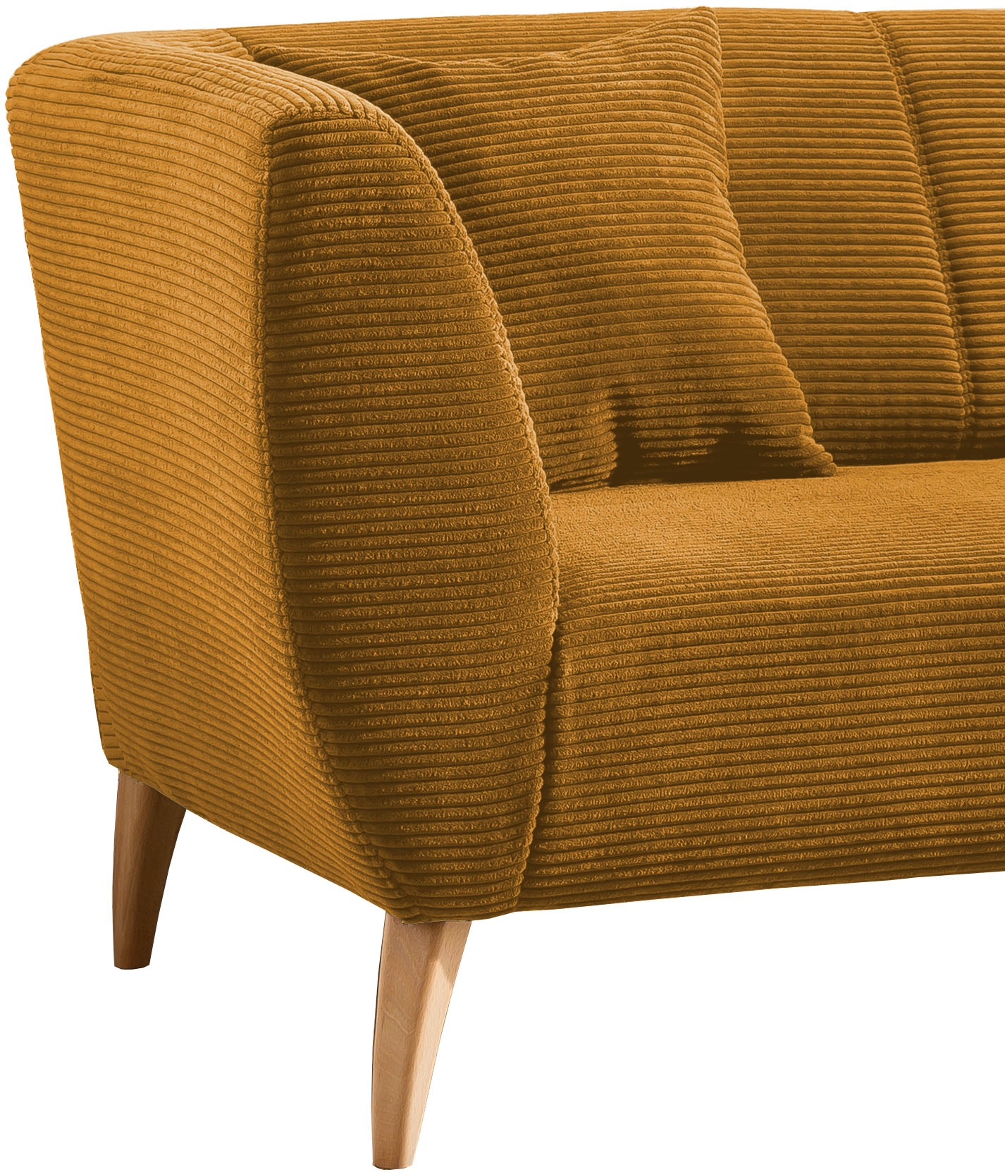 3-Sitzer HOME AFFAIRE, gold (goldfarben), B:208cm H:83cm T:88cm, 100% Polyester, Sofas, zwei verschiedene Fußfarben wählbar 3