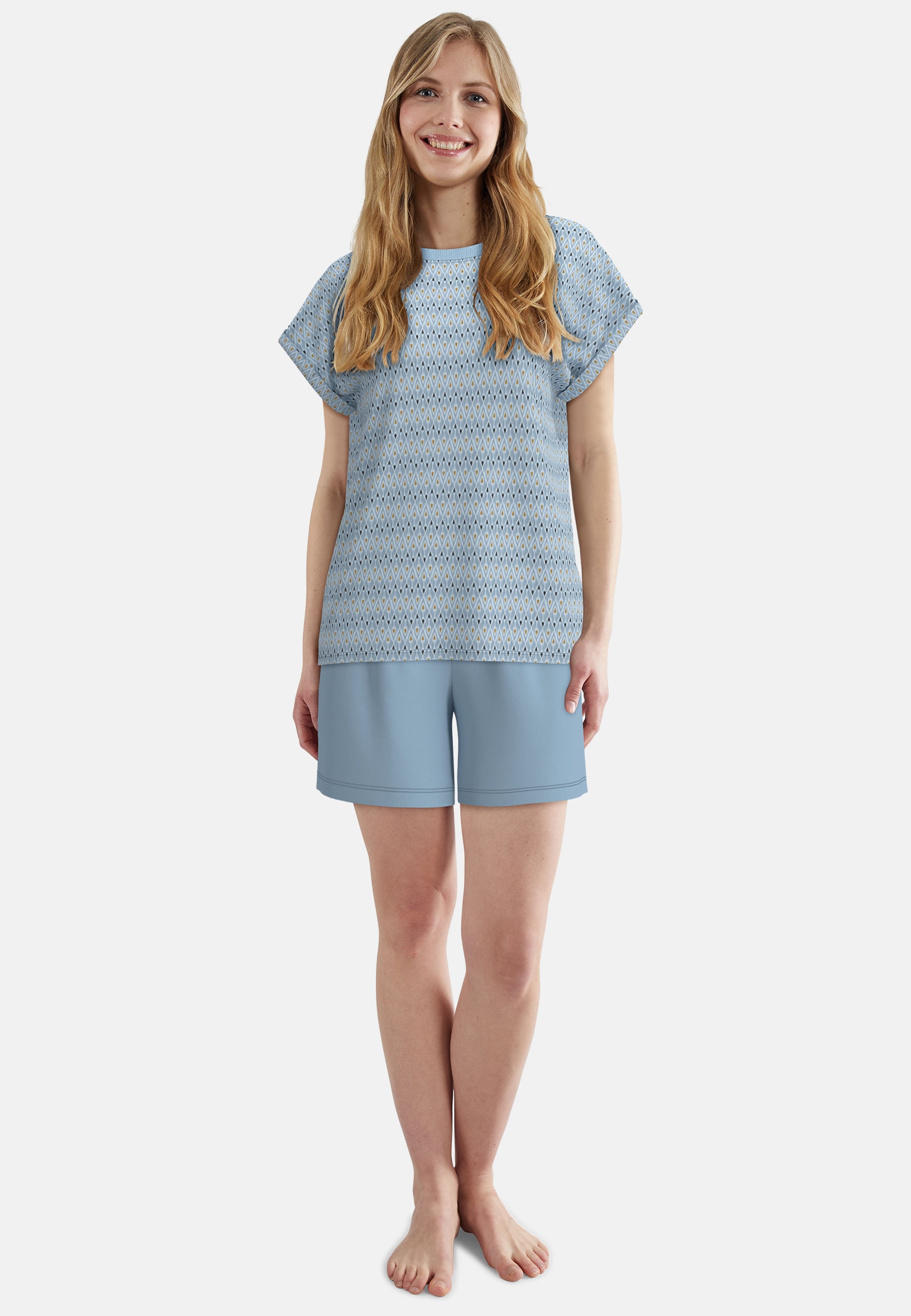 TOM TAILOR Shorty Kurzarm, Rundhalsausschnitt, gestreift, Baumwollmix günstig online kaufen