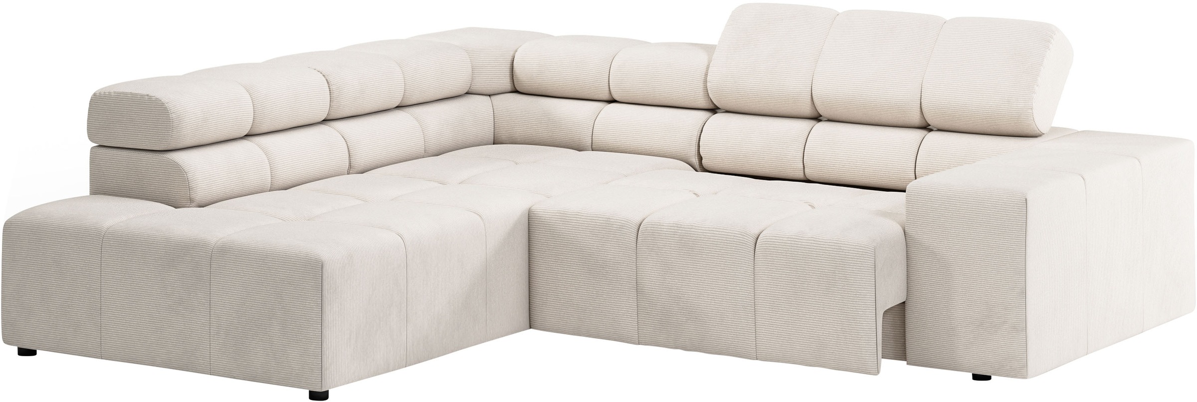 INOSIGN Ecksofa »Ancona, incl. Kopfteilverstellung + 3 Zierkissen, L-Form, bequem«, wahlweise motorische Sitztiefenverstellung, B/T(H: 249/215/70 cm