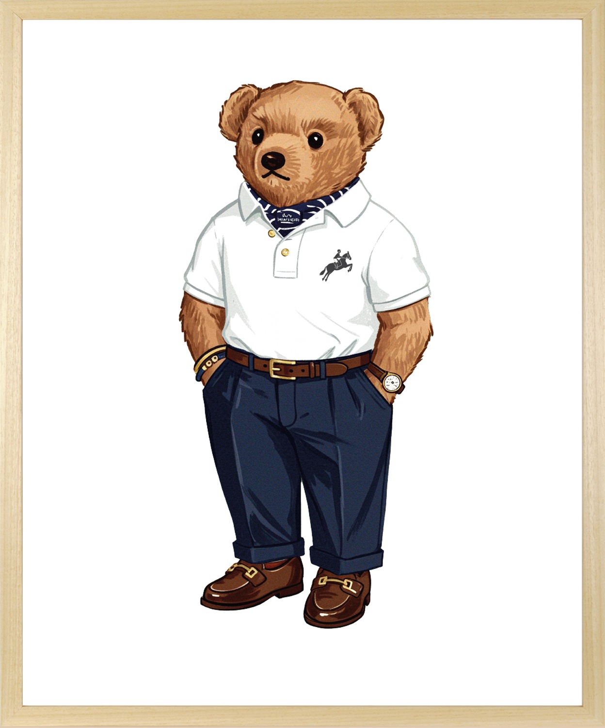 queence Bild mit Rahmen "Vintage Polo Club Teddy Bär" Bär  Bären  Fashion günstig online kaufen