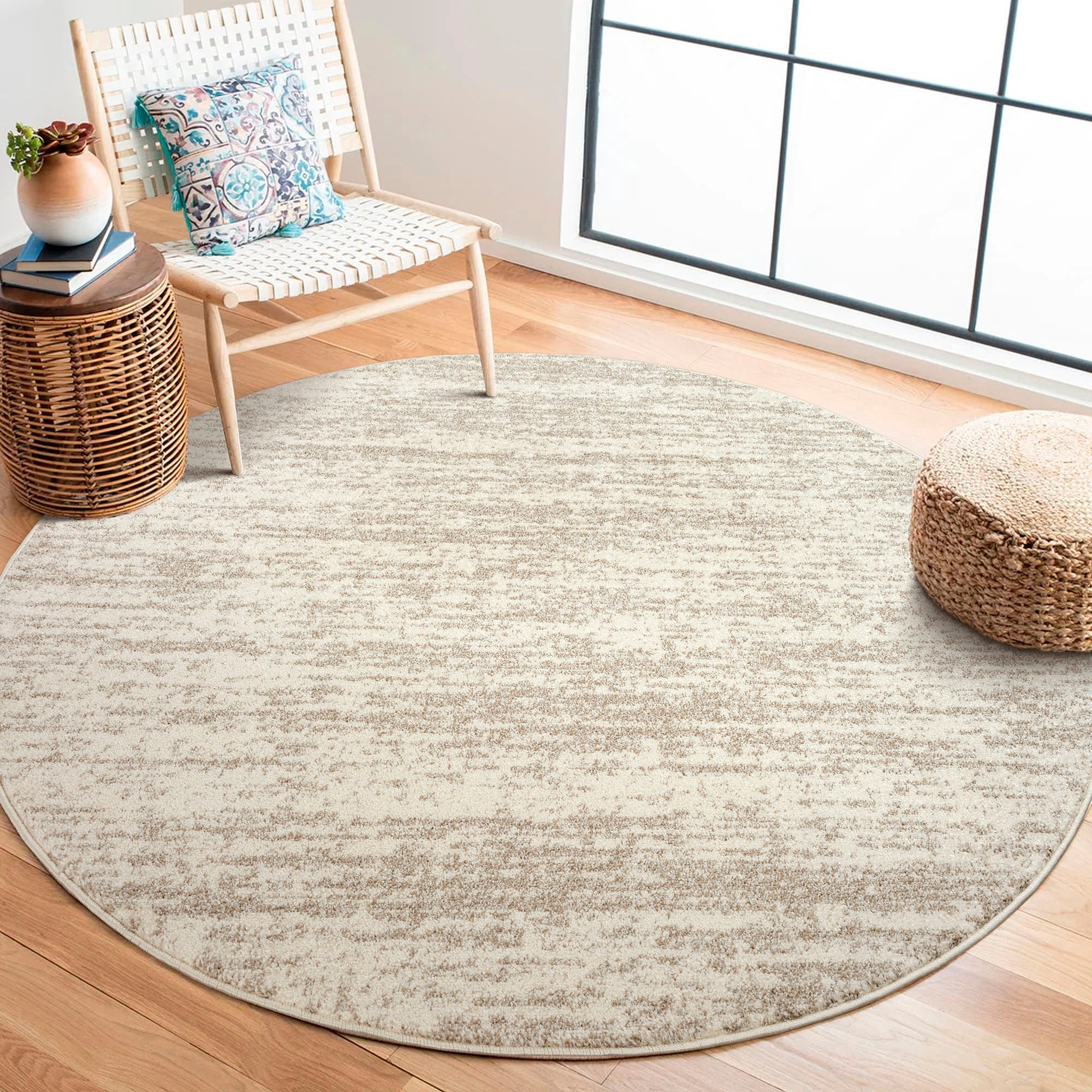 Sanat Teppich "Oslo, auch als Läufer und in Rund" rund 10 mm Höhe meliert robuster Kurzflor, Wohnzimmer, Schlafzimmer, auch als Läufer