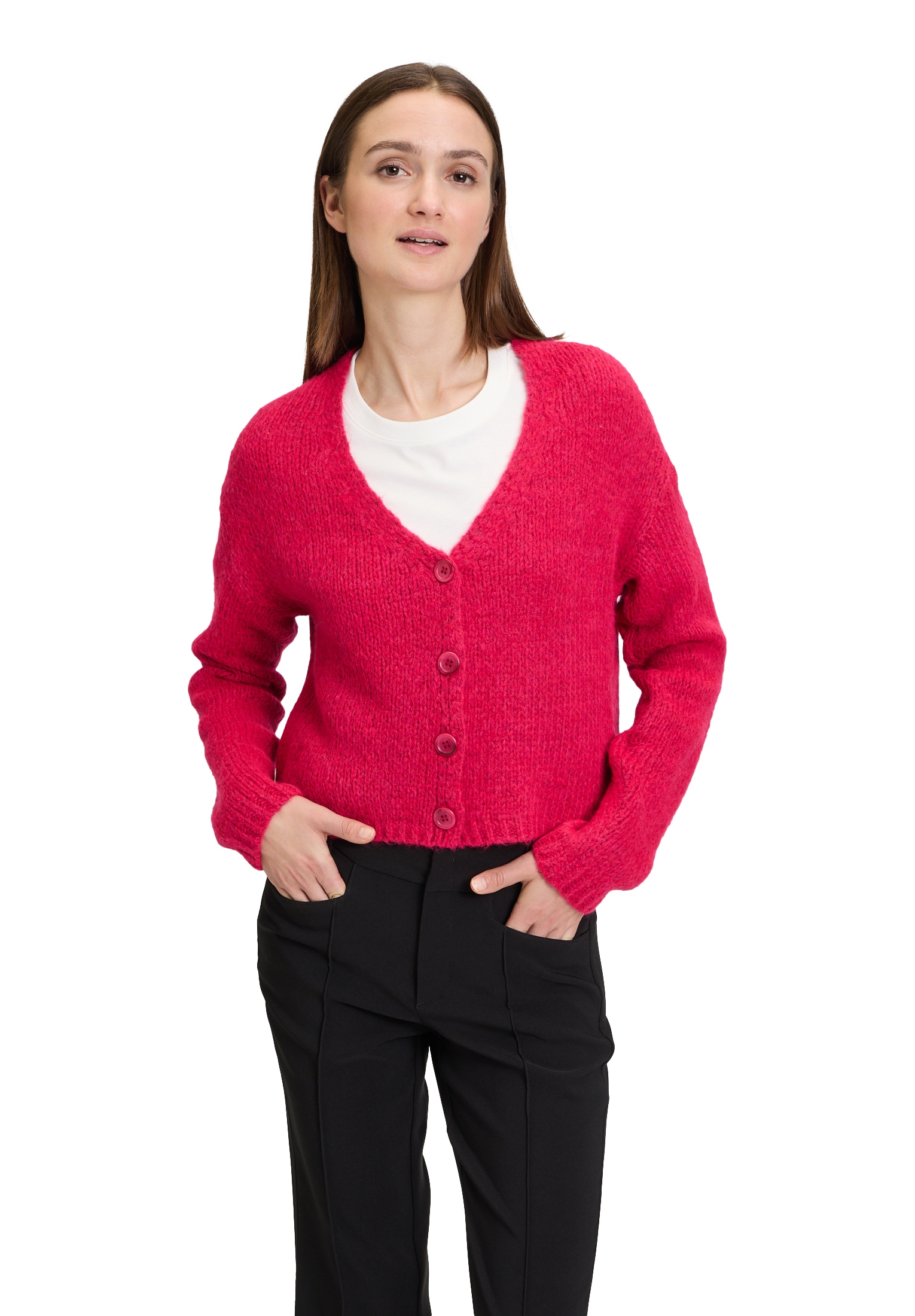 Cartoon Strickjacke "Cartoon Damen Strick-Cardigan mit V-Ausschnitt", Rippb günstig online kaufen