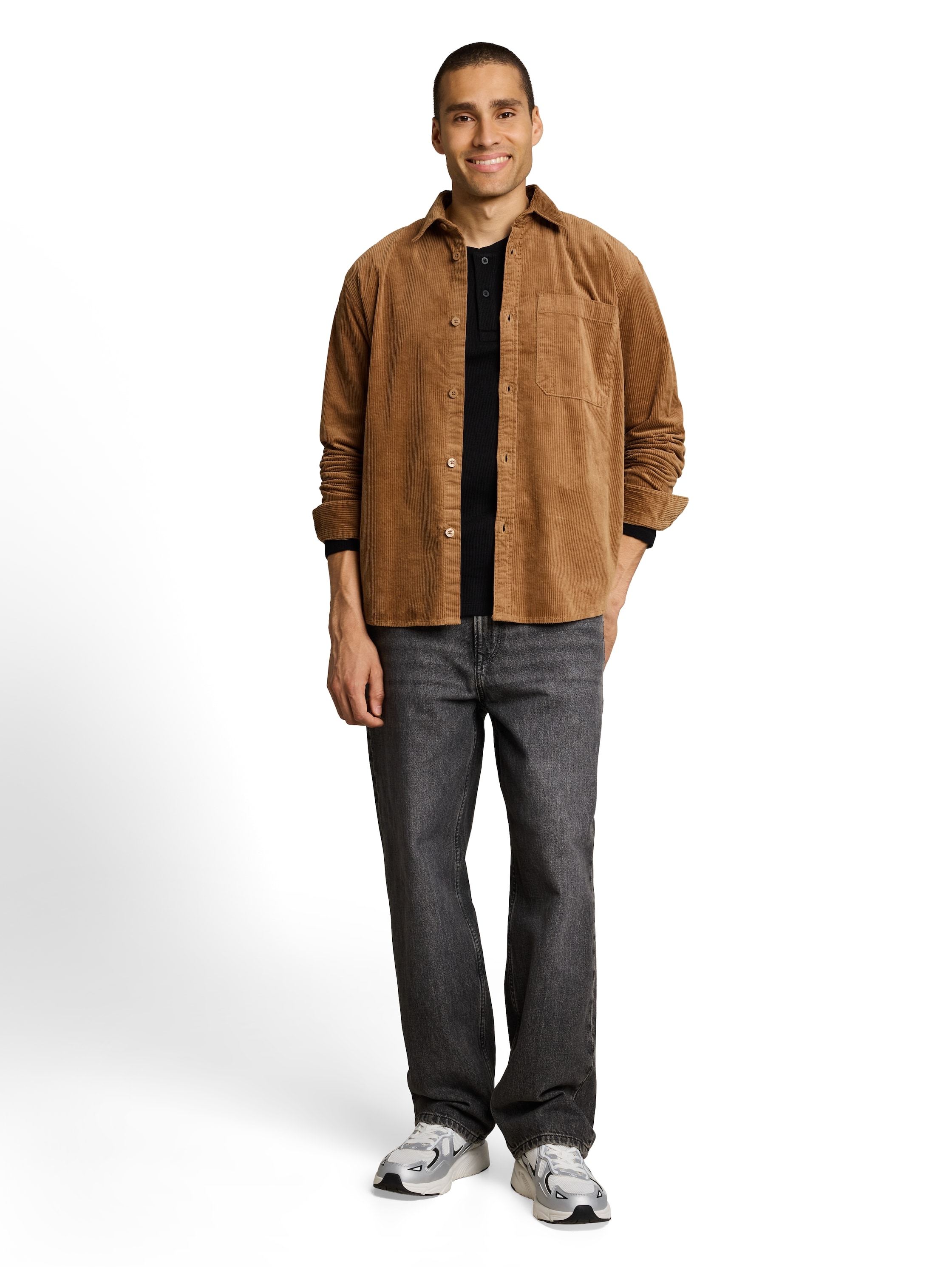 TOM TAILOR Denim Langarmshirt Overshirt aus Cord / Cordhemd mit Knopfleiste