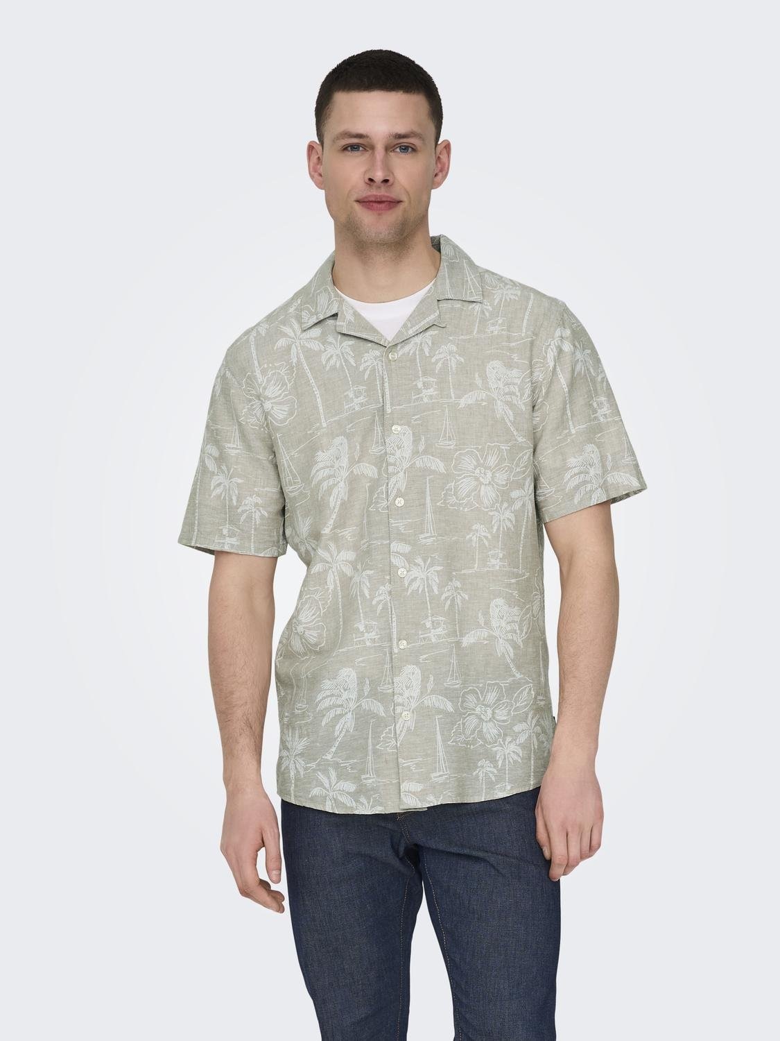 ONLY & SONS Hawaiihemd "ONSCAIDEN SS RESORT AOP LINEN SHIRT NOOS" günstig online kaufen